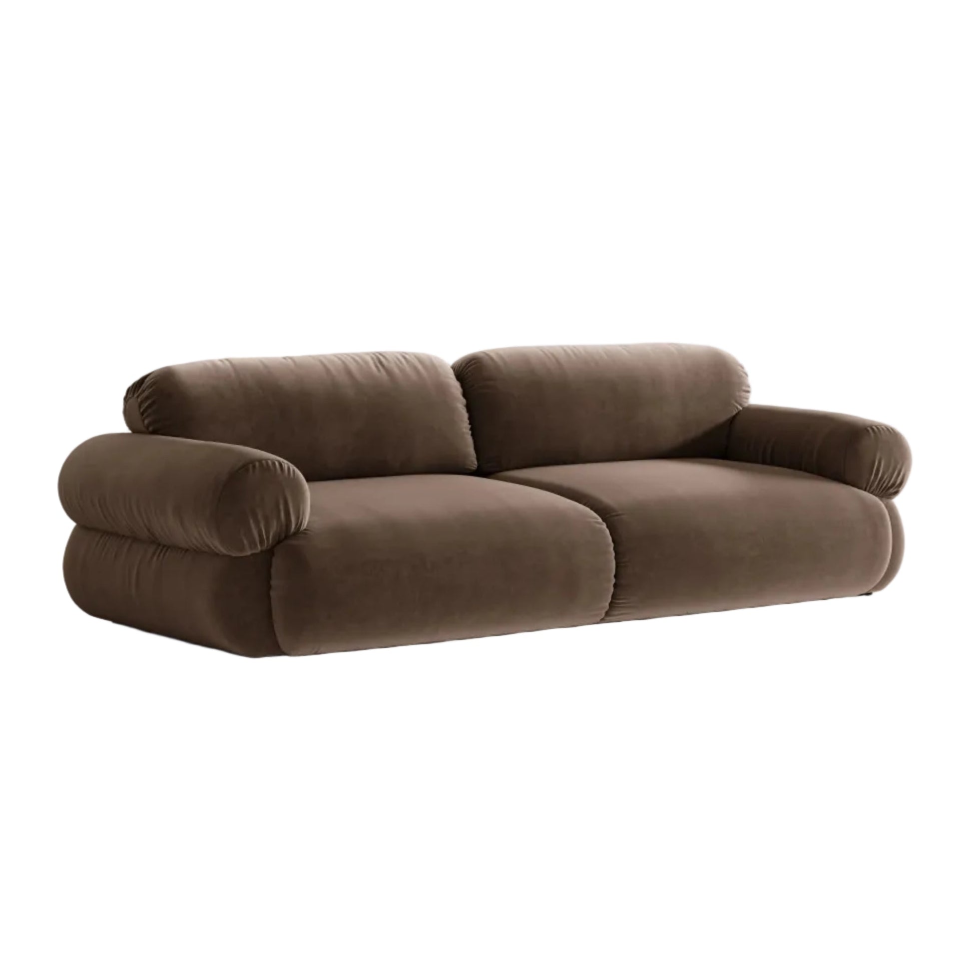 Sofa pre 4 osoby z aksamitom OPHELIA v čokoládovej farbe