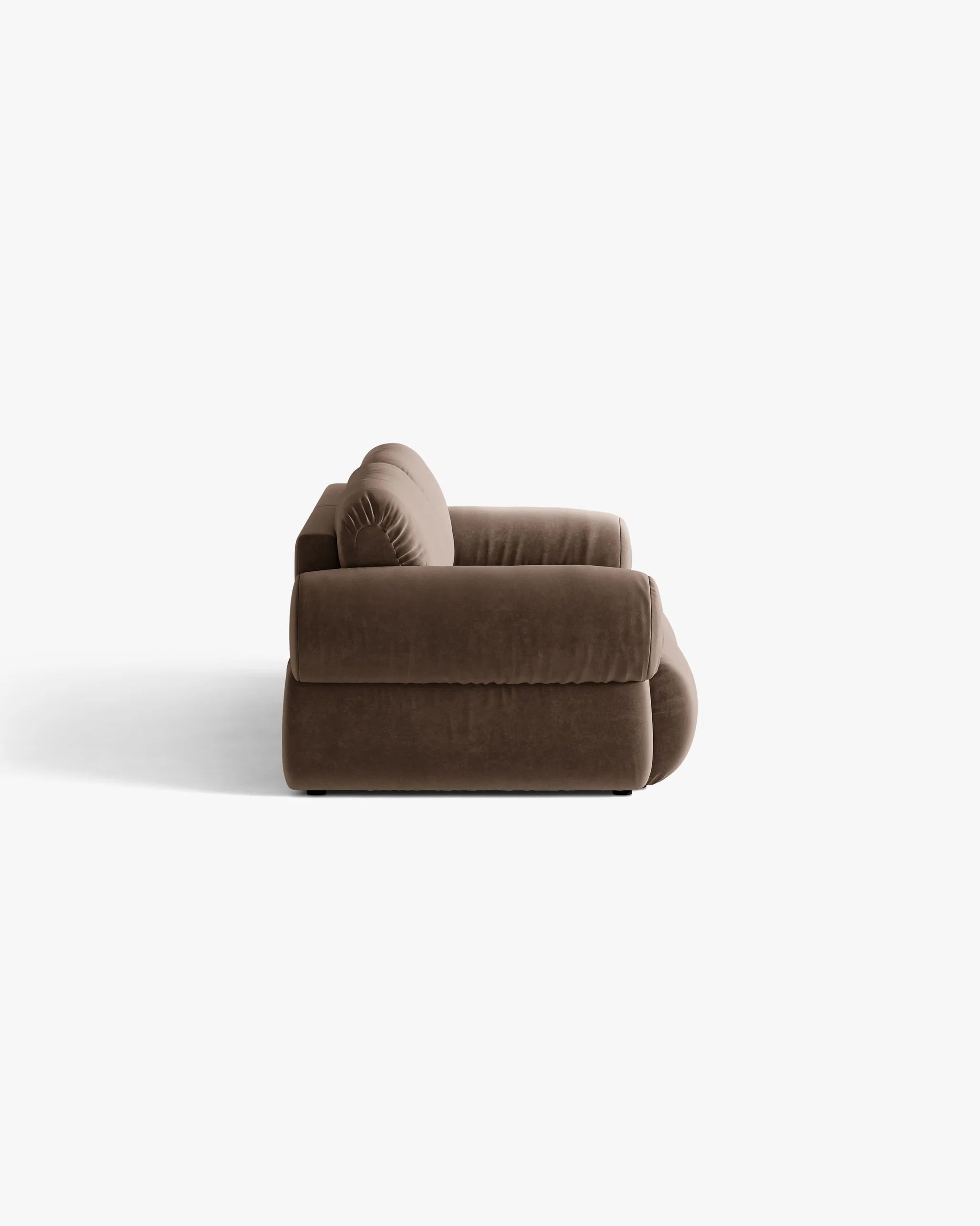 Sofa pre 4 osoby z aksamitom OPHELIA v čokoládovej farbe