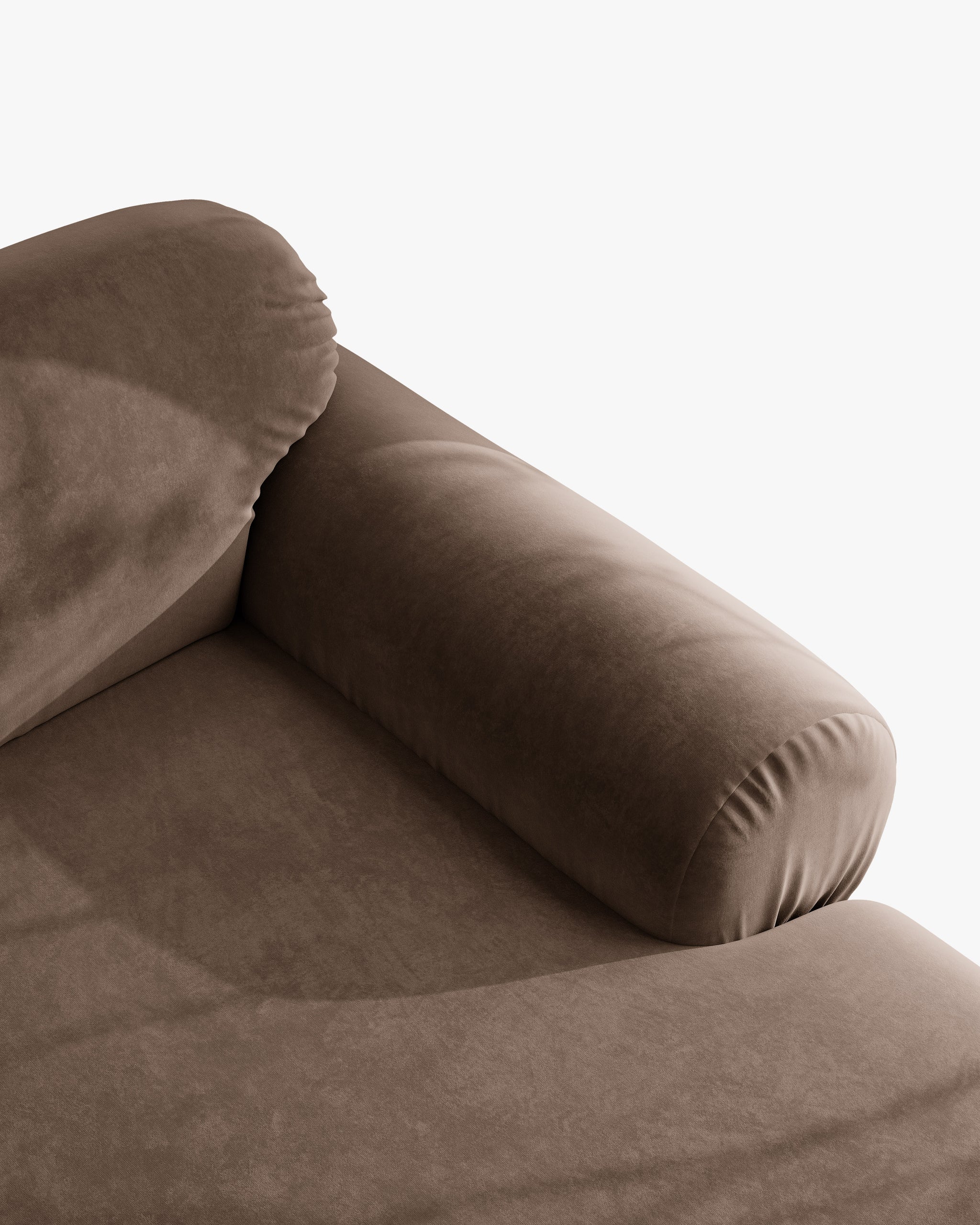 Sofa pre 4 osoby z aksamitom OPHELIA v čokoládovej farbe