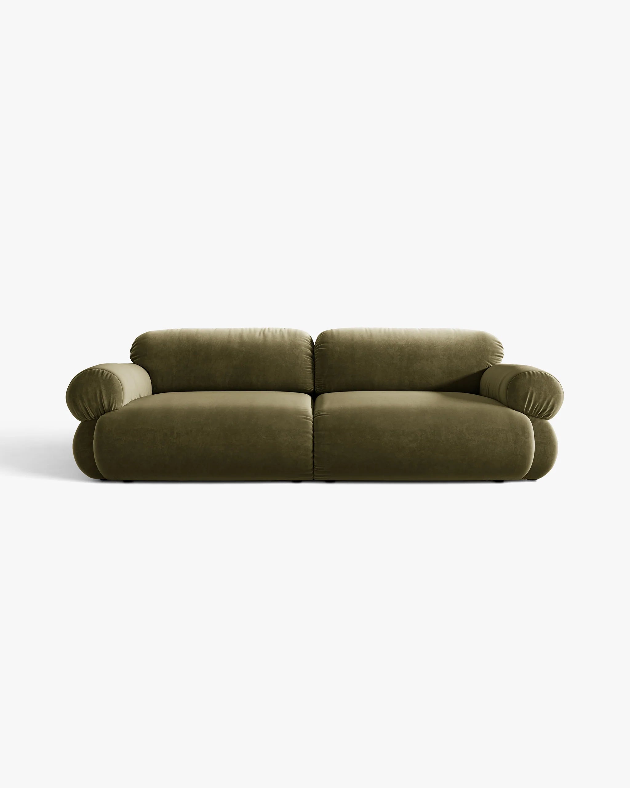 Sofa pre 4 osoby z aksamitom OPHELIA v olivovej farbe