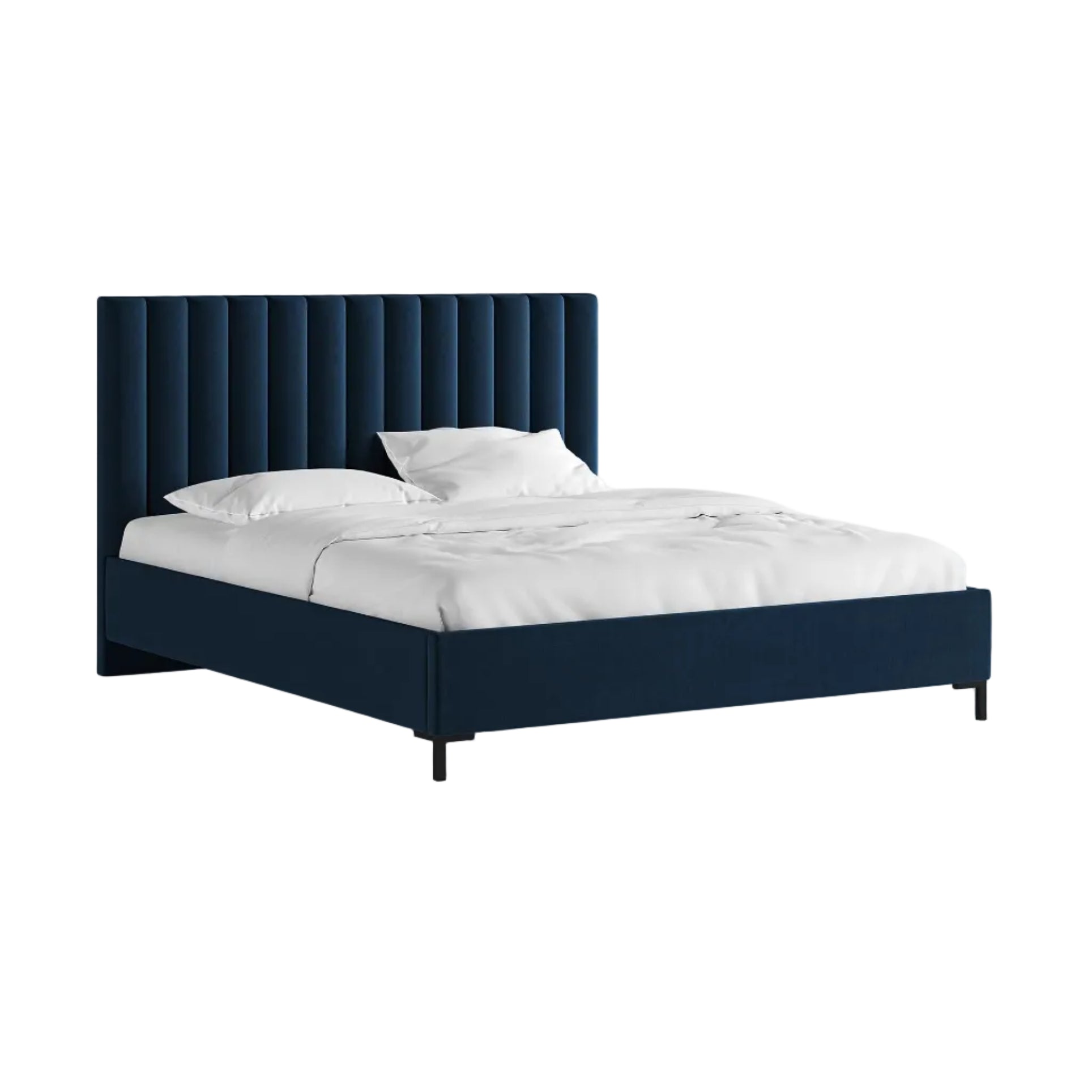 Aksamitné lôžko s úložným priestorom ALLISON v kráľovsky modrej farbe