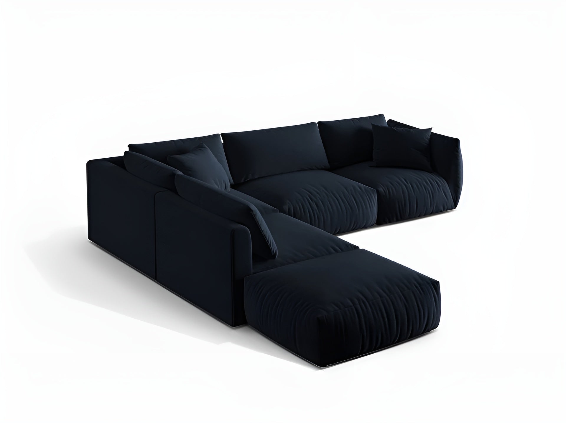 Modular velvet corner sofa for 4 people, left-sided, CHRIS, royal blue