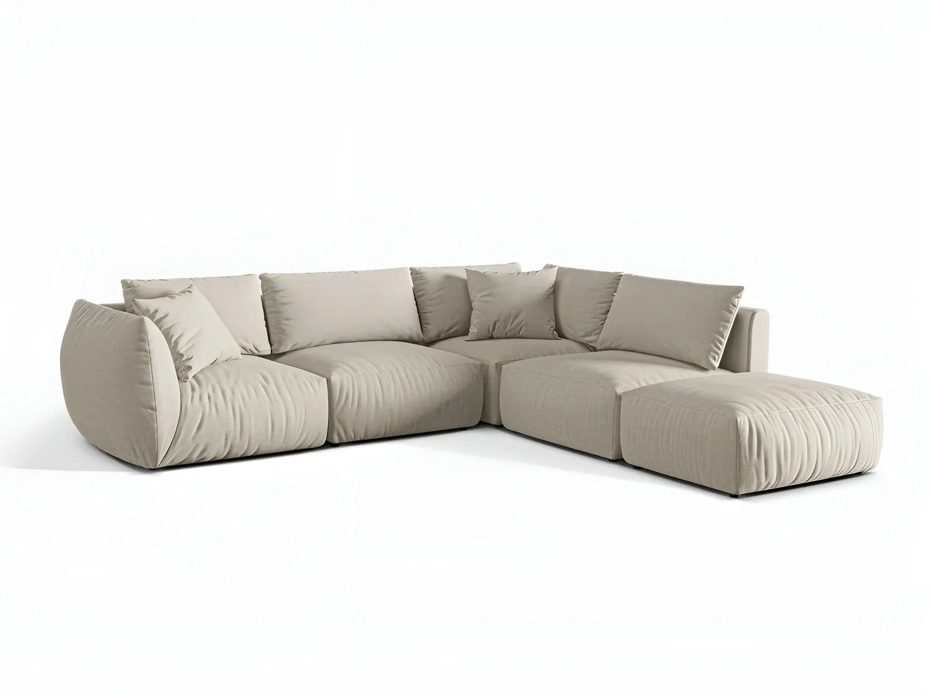 Right-facing modular corner sofa for 4 people CHRIS cream chenille