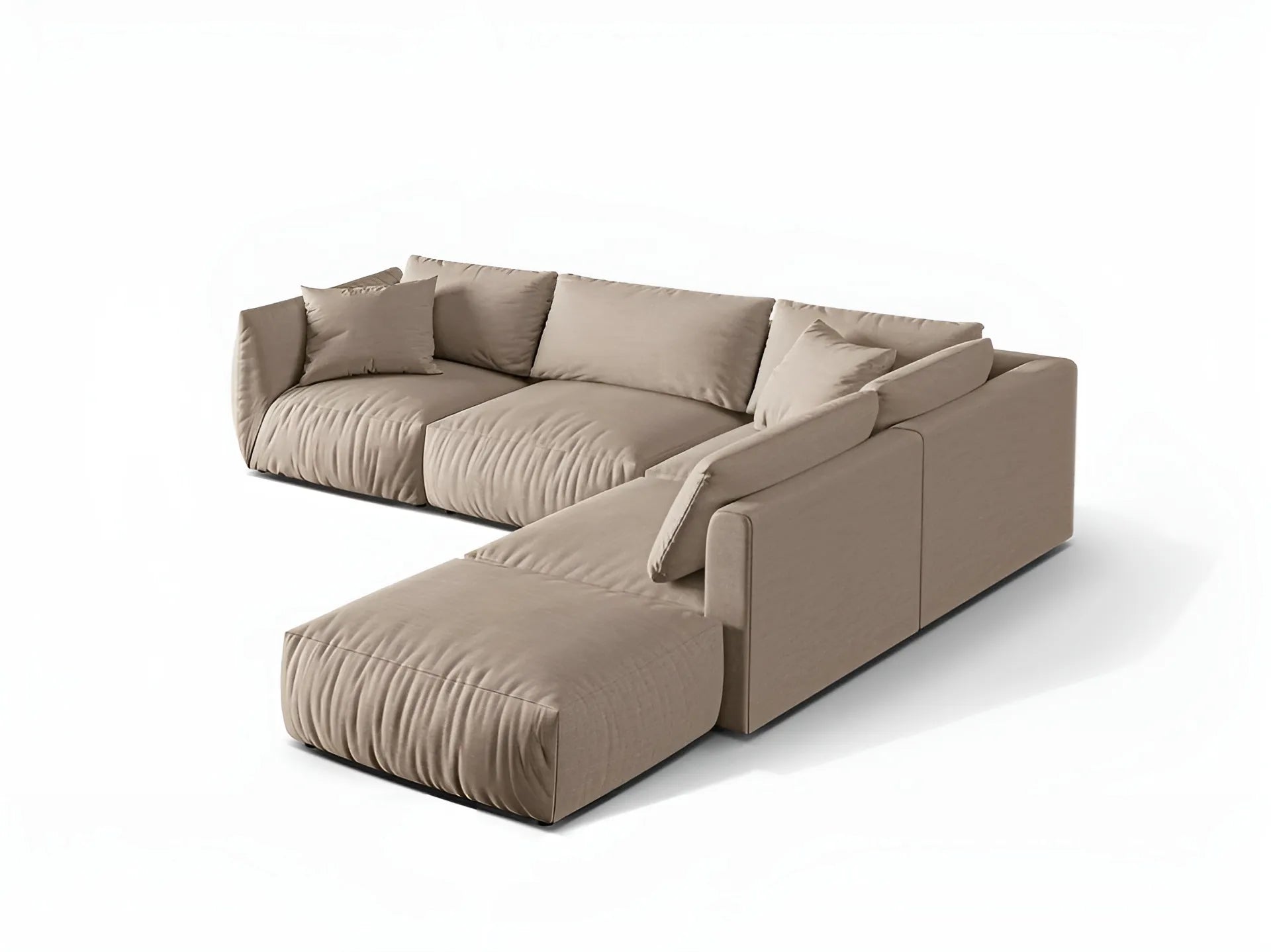 Right-facing modular corner sofa for 4 people CHRIS sand-colored chenille
