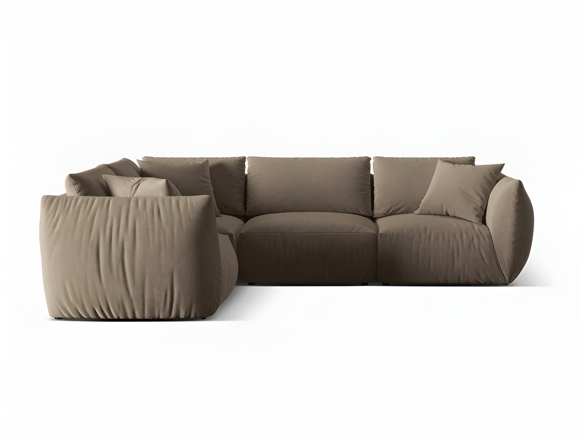 Left-facing velvet corner sofa for 4 people CHRIS light brown