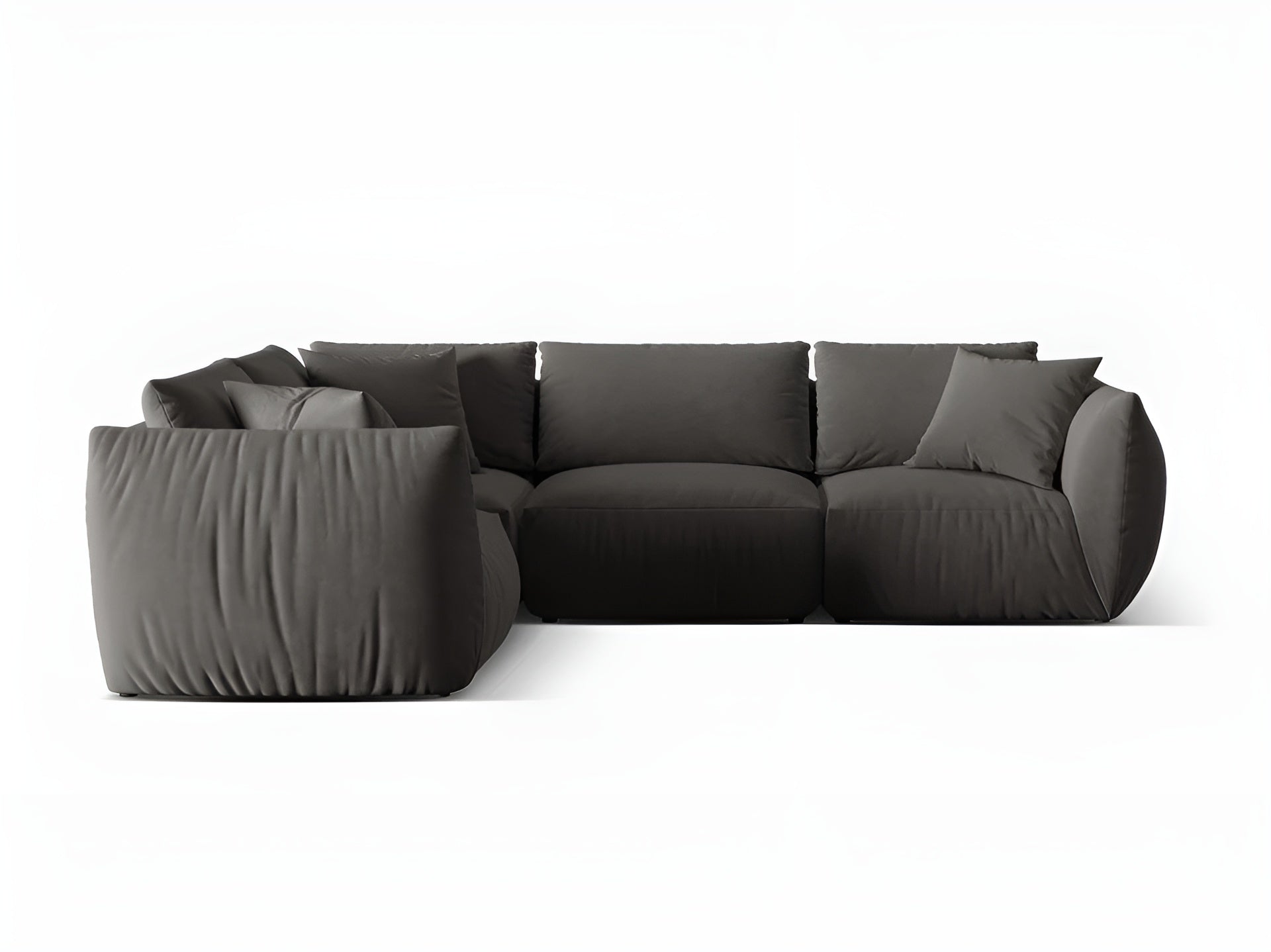 Velvet corner sofa for 4 people, left-sided CHRIS dark gray