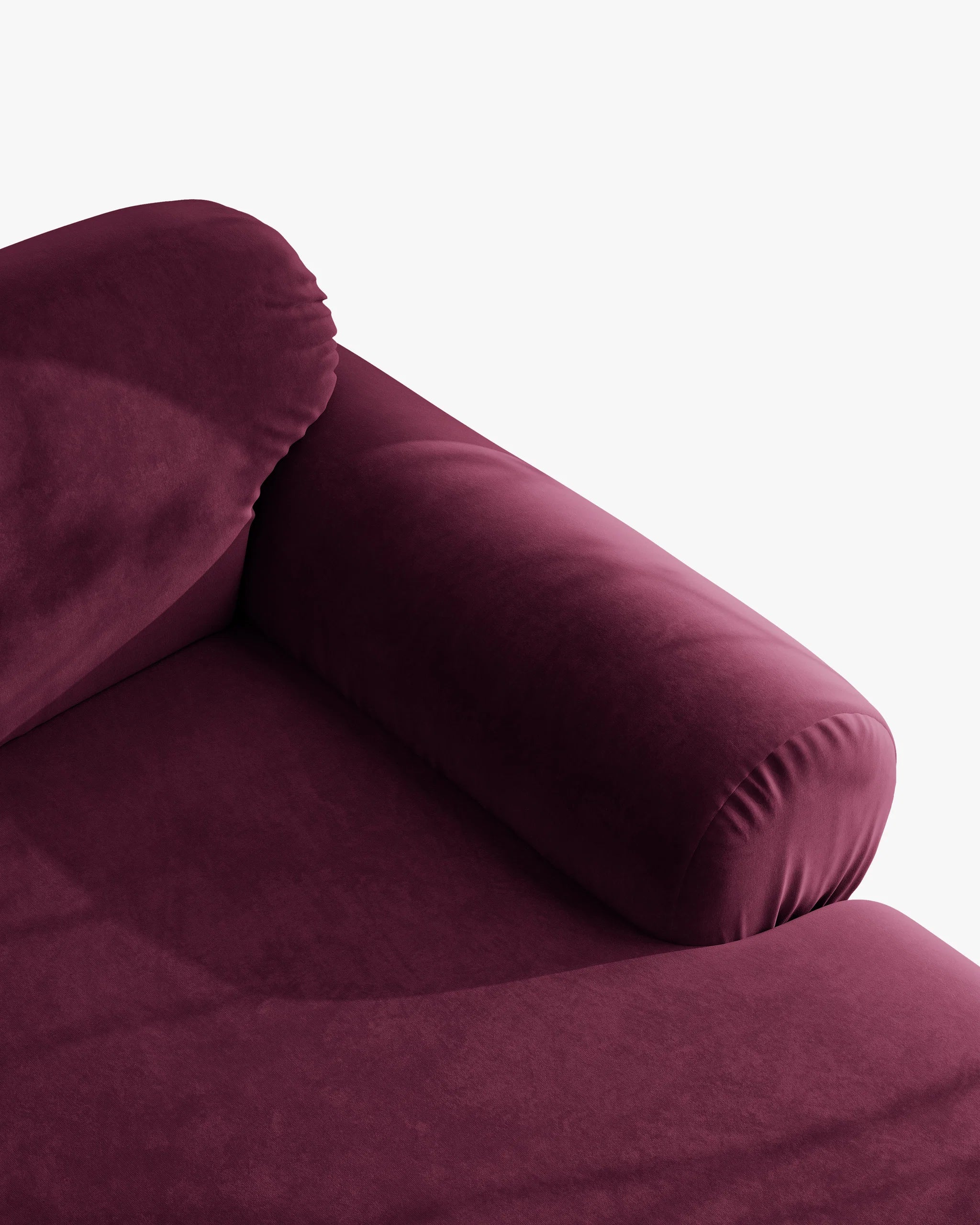 3-miestny sametový rohový gauč OPHELIA v burgundskej farbe
