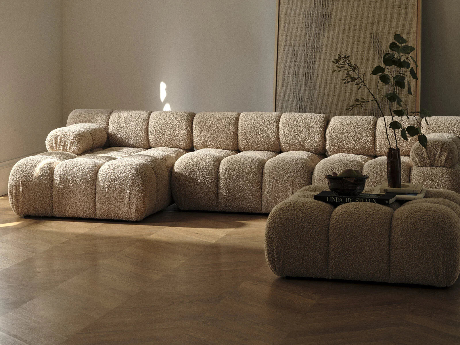 Modulárna 2-miestna pohovka BELLIS šedá boucle