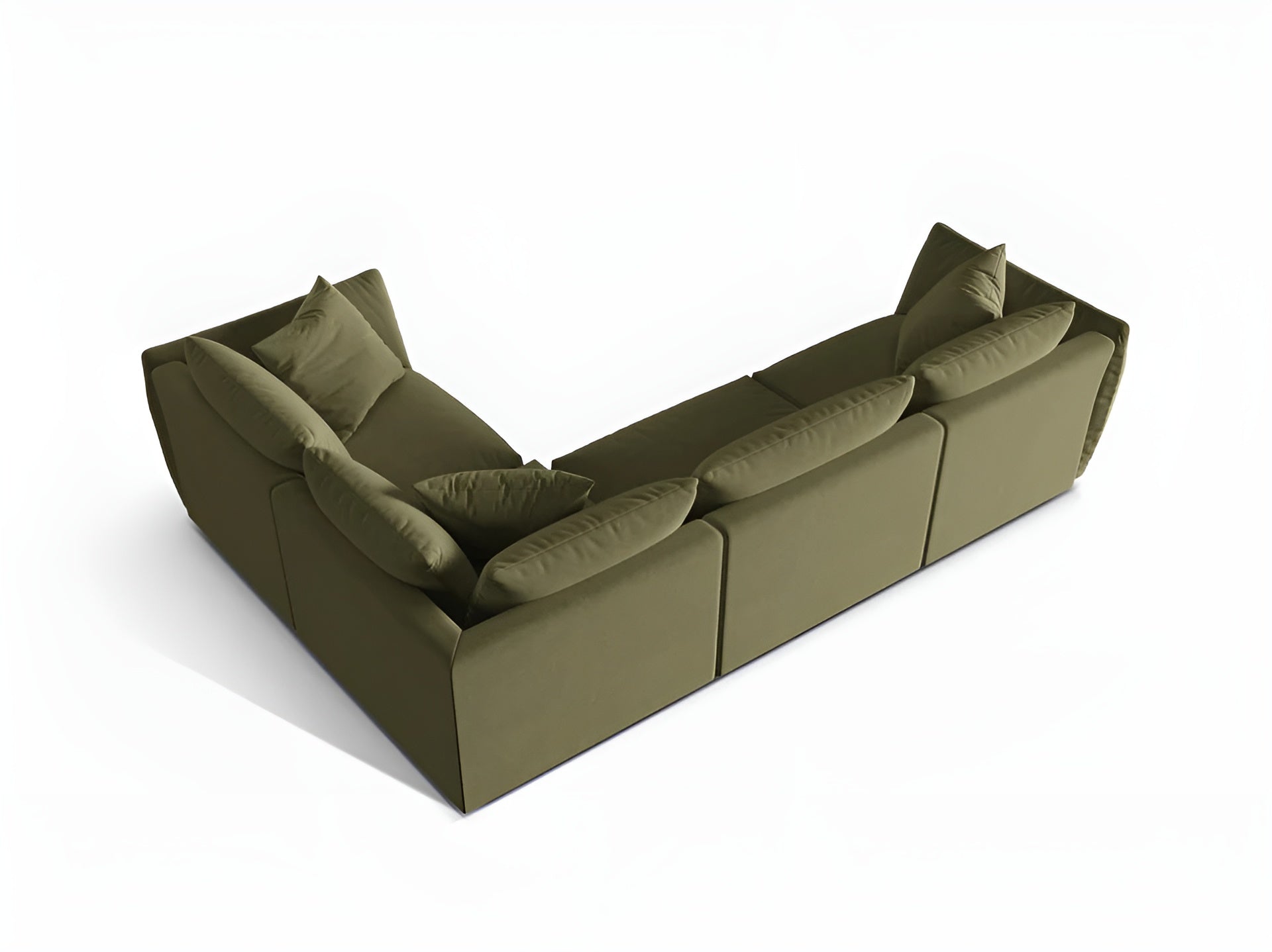 Velvet corner sofa for 4 people right-facing CHRIS light green