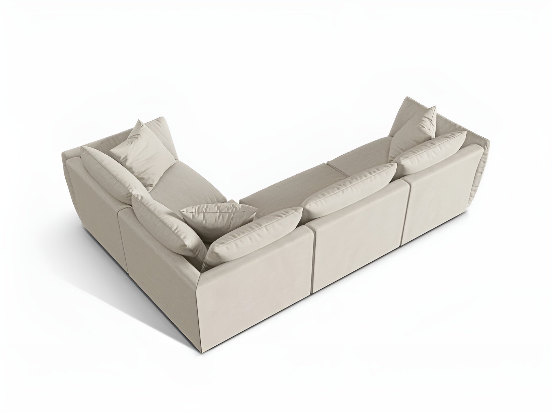 Right-facing 4-seater corner sofa CHRIS cream chenille