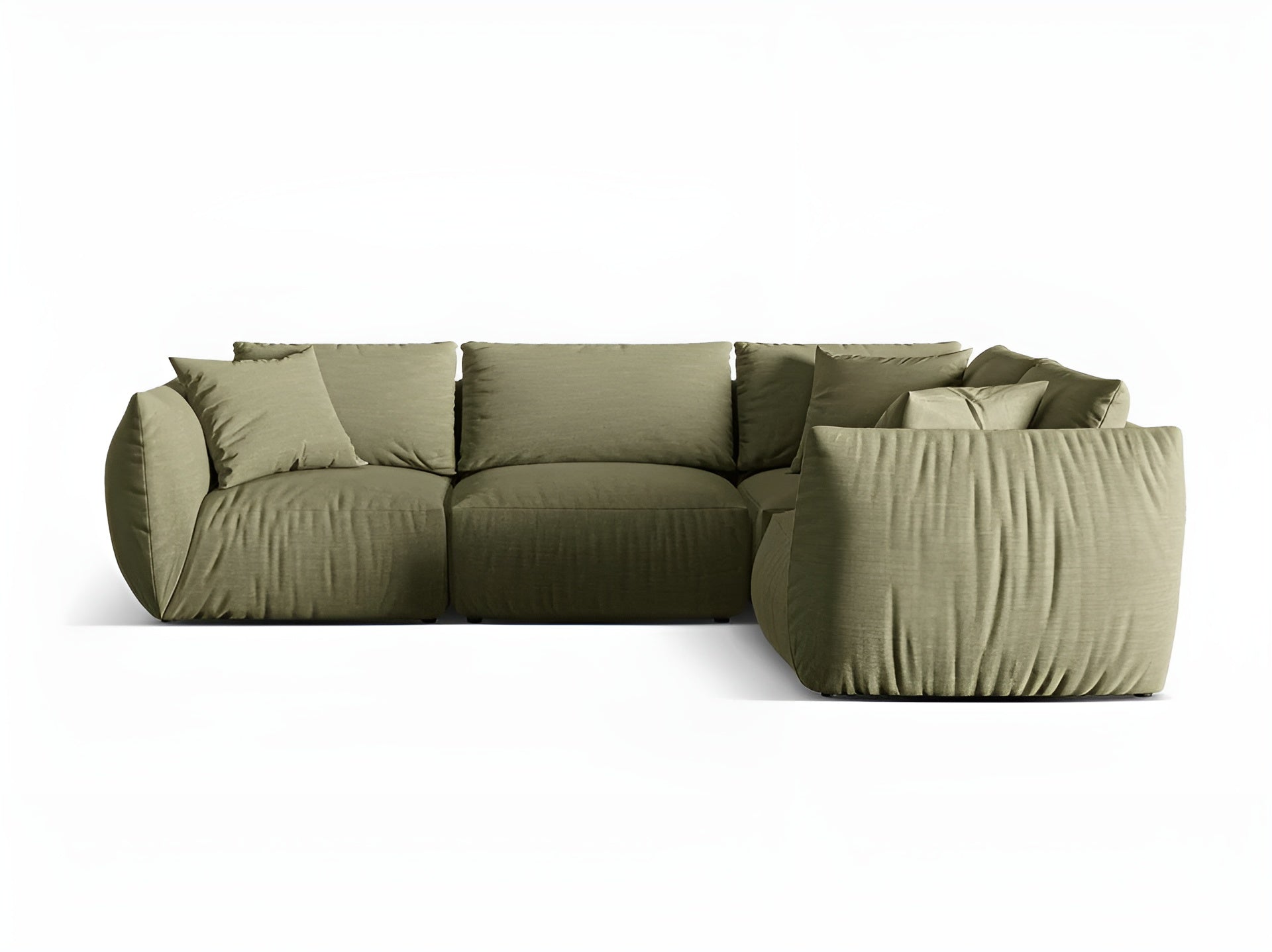 4-seater right-facing corner sofa CHRIS green chenille