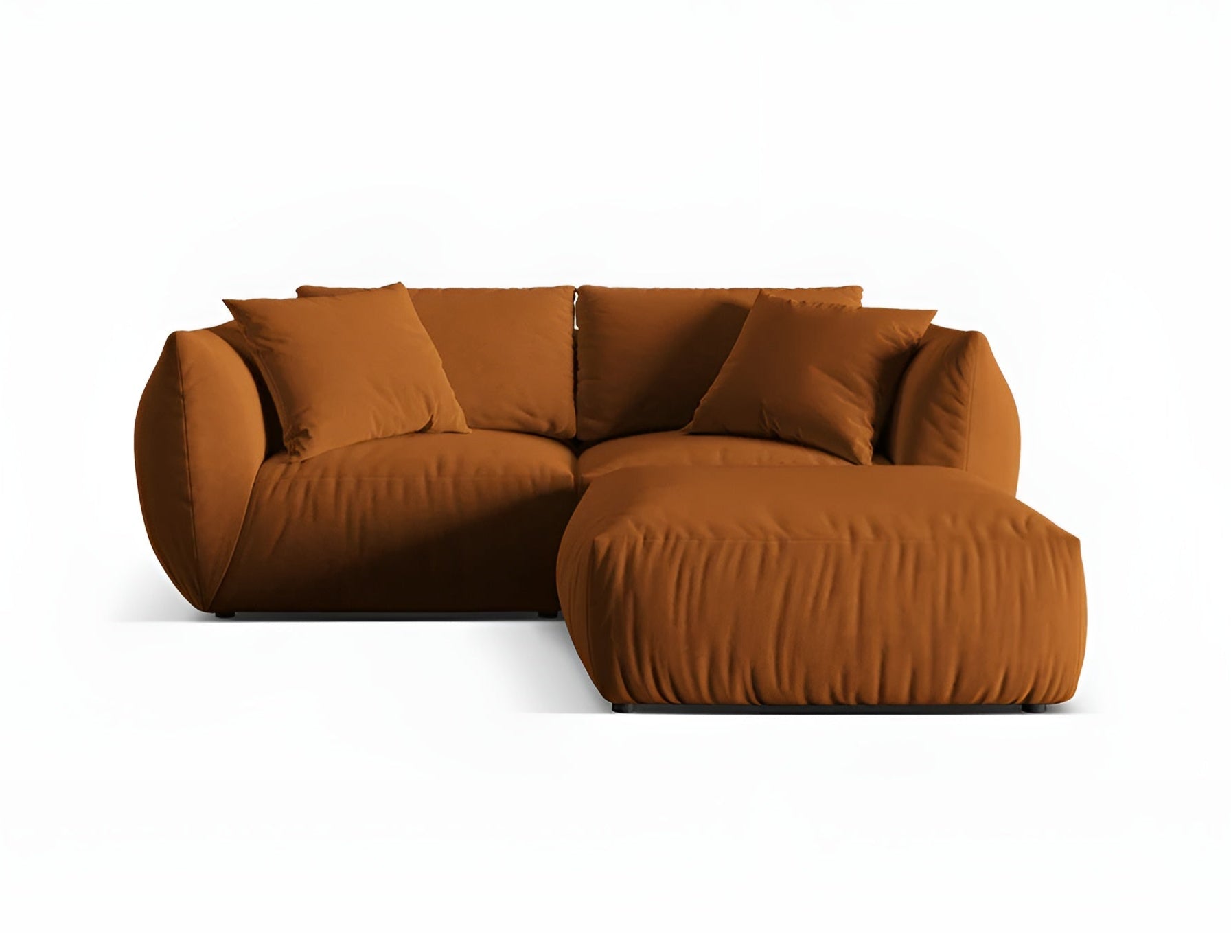 Rohová sedačka z aksamitného materiálu ľavostranná CHRIS terrakota