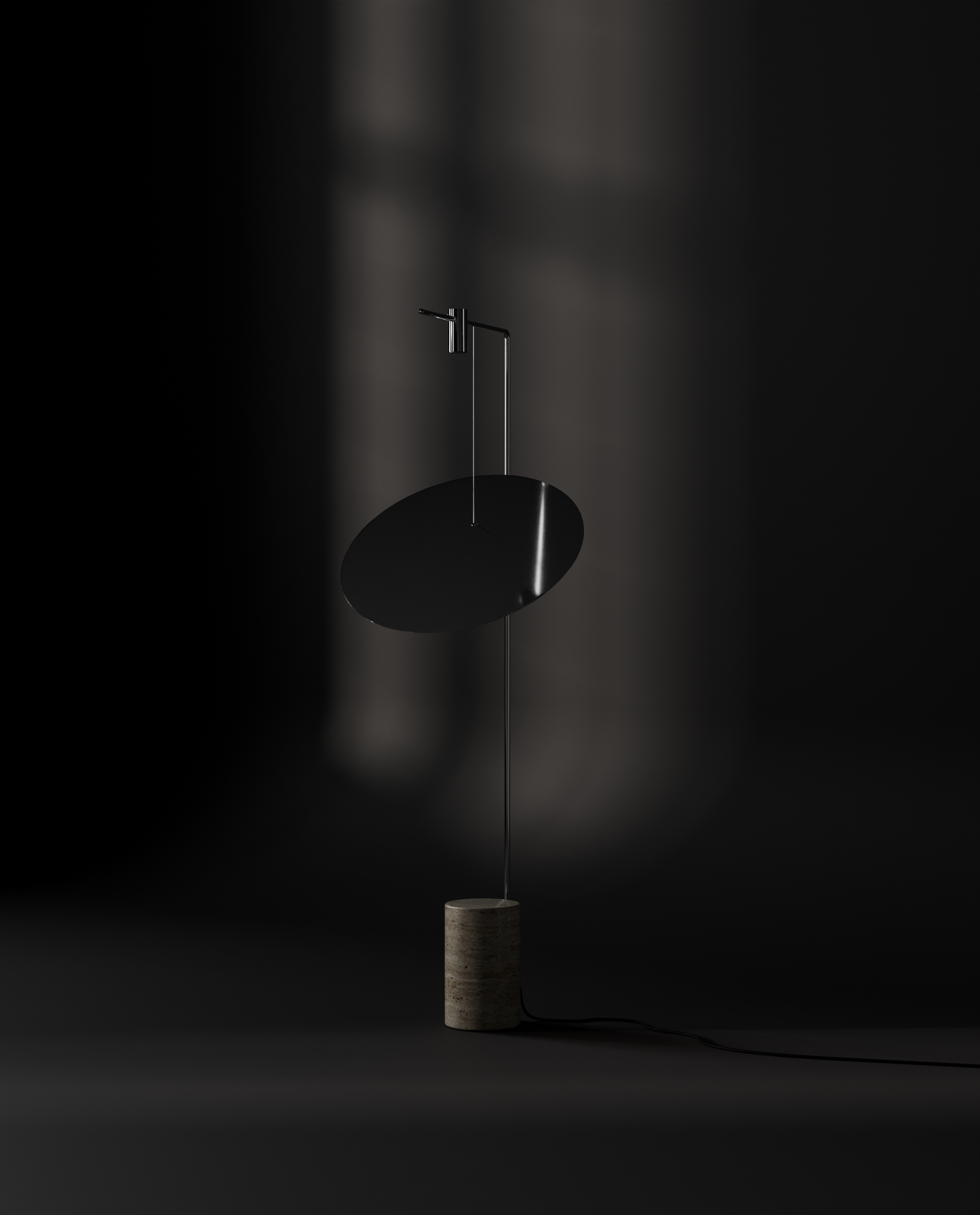 Stojaca lampa MOON chróm a travertín