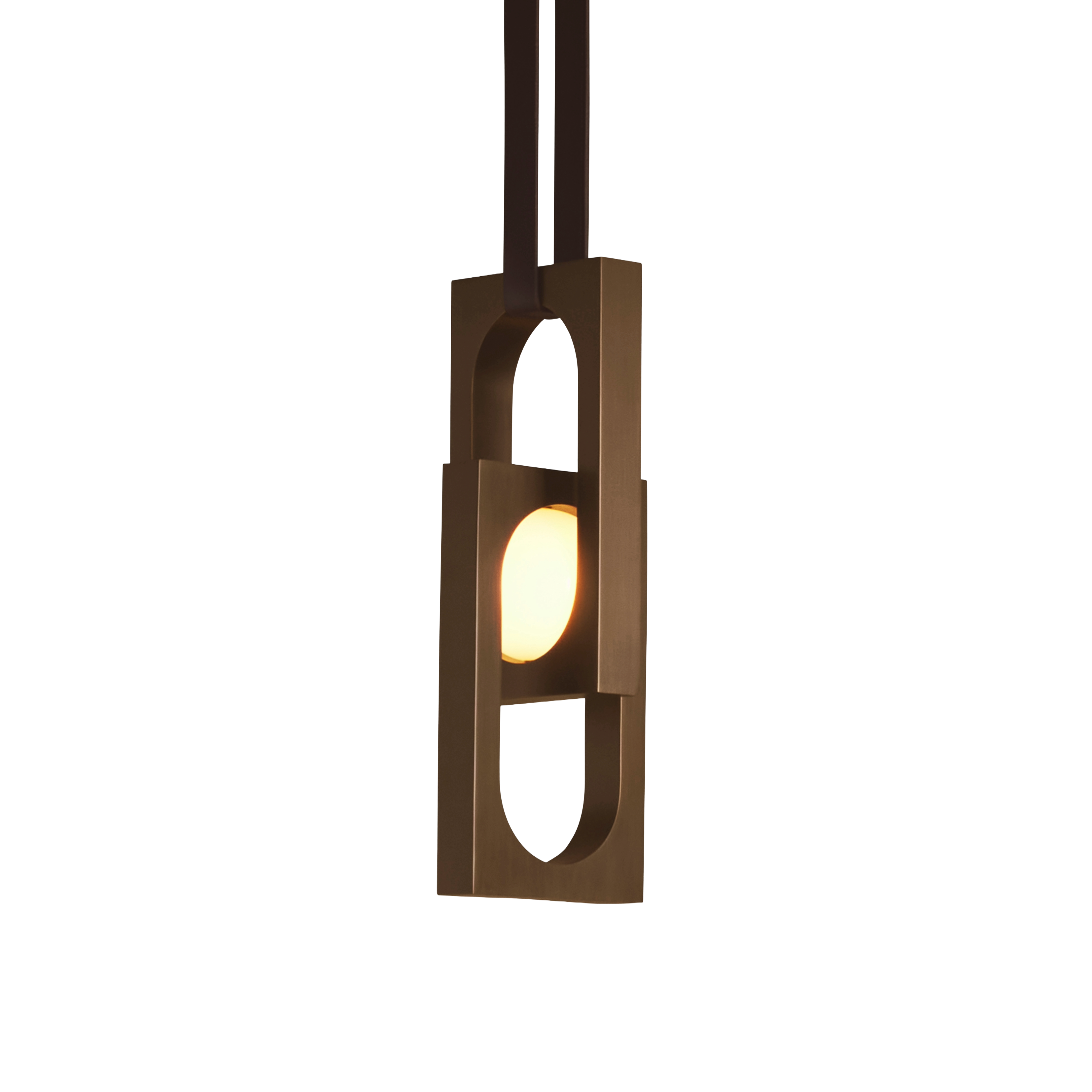 Lampa visící MYTHOS DUO s opálovým tienidlem a čierneným mosadzom