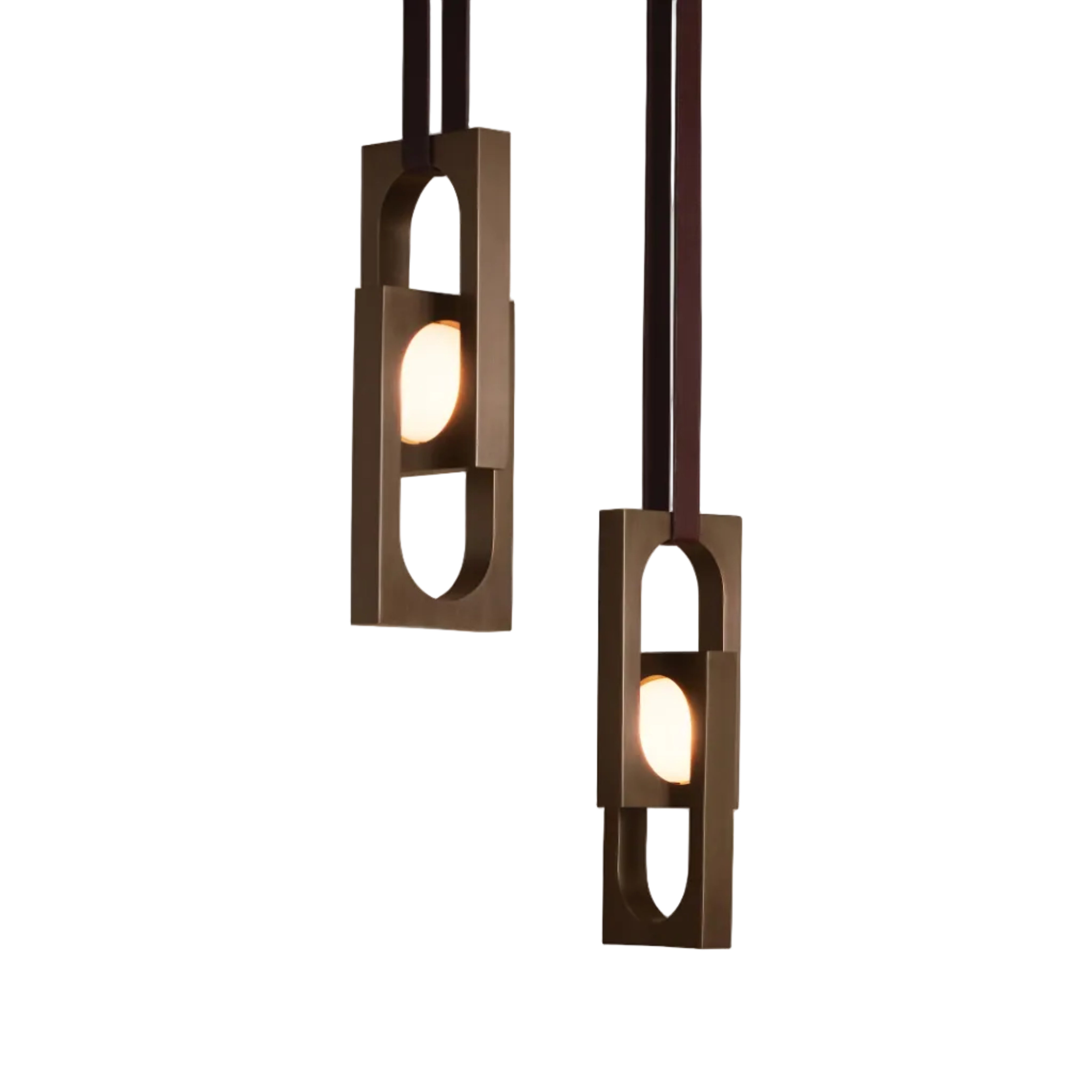 Lampa visící MYTHOS DUO s opálovým tienidlem a čierneným mosadzom