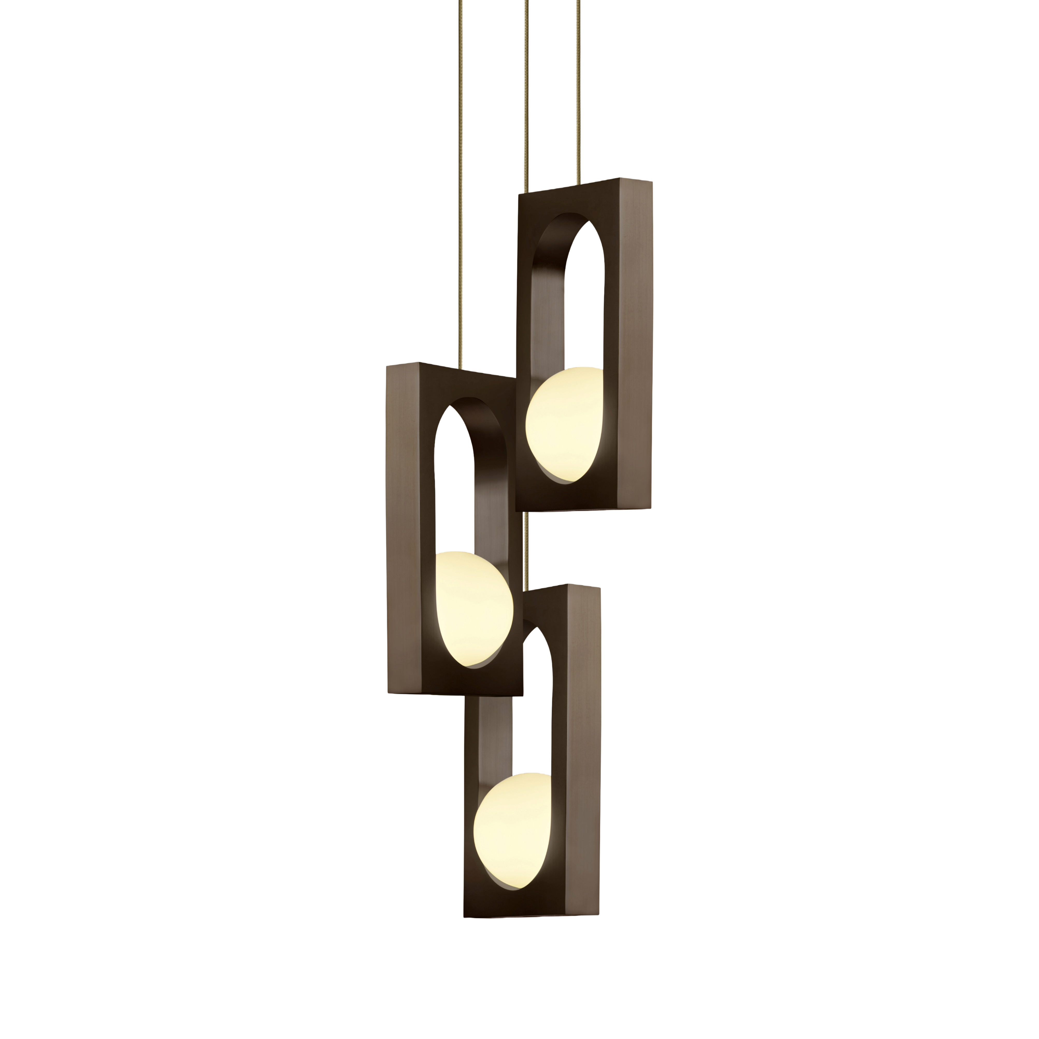 Lampa visiacá 3-bodová MYTHOS s opálovým tienidlom a čierneným mosadzom