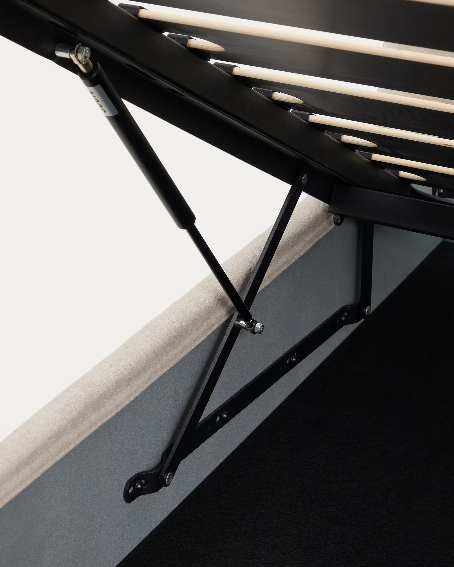 Bed with bedding storage DAFRA beige chenille