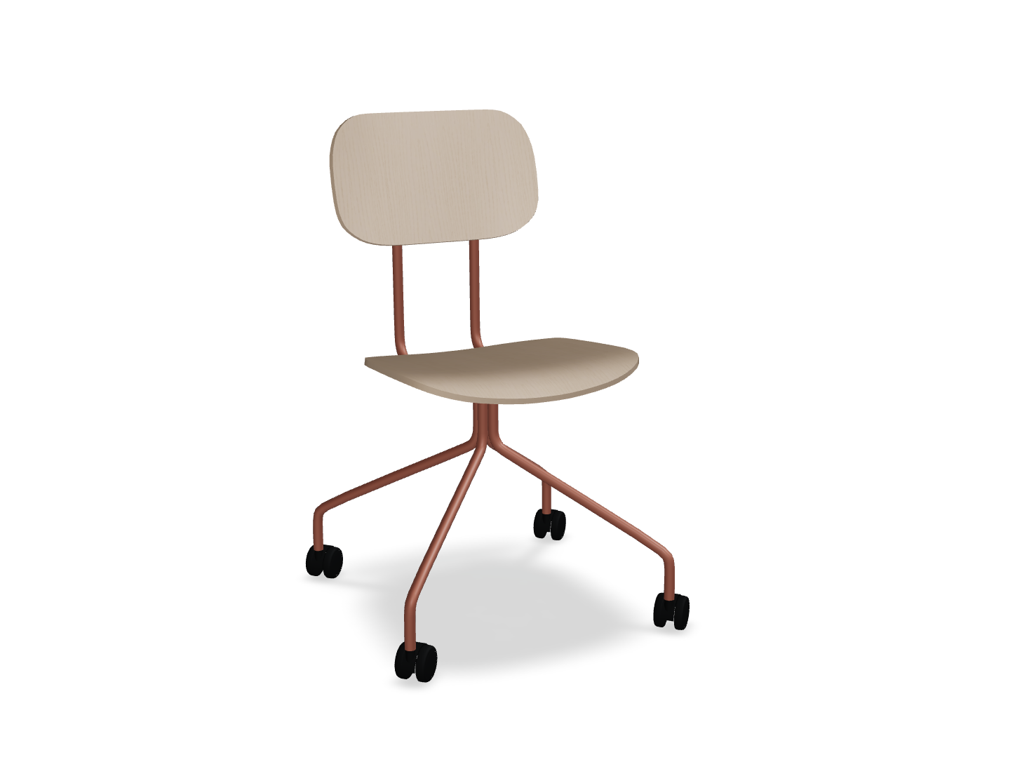 Krzesło NEW SCHOOL ceglasty [Milena] MDD jasny jesion kółka do miękkie powierzchni bez podłokietników Eye on Design