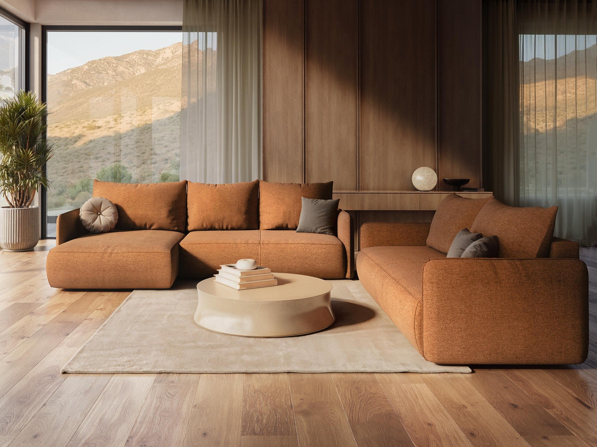 Panoramatický sametový rohový gauč s funkciou spania NANEA čierny