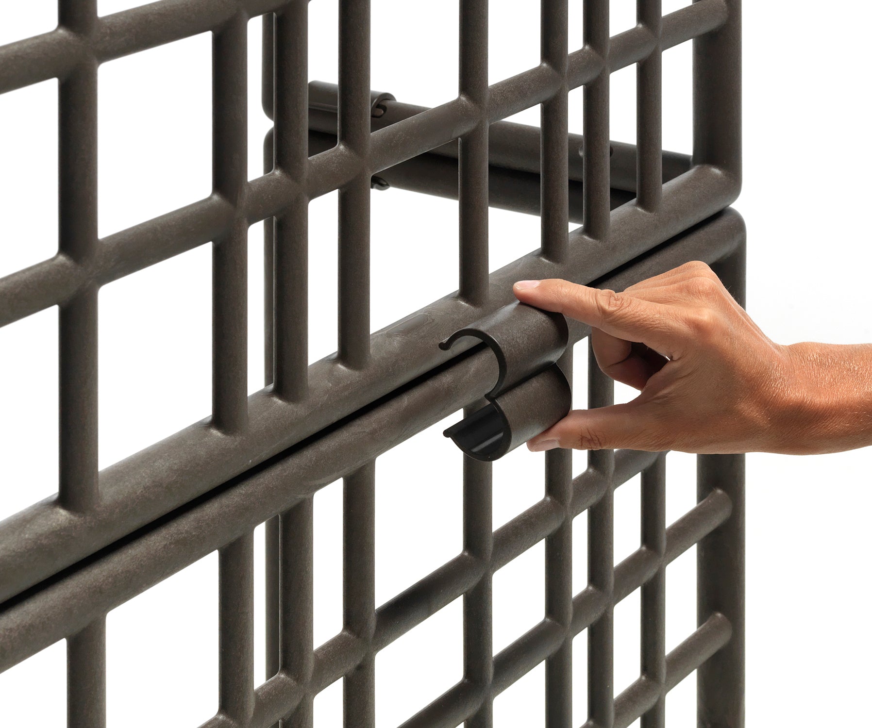 Modular outdoor system with SIPARIO planter in graphite