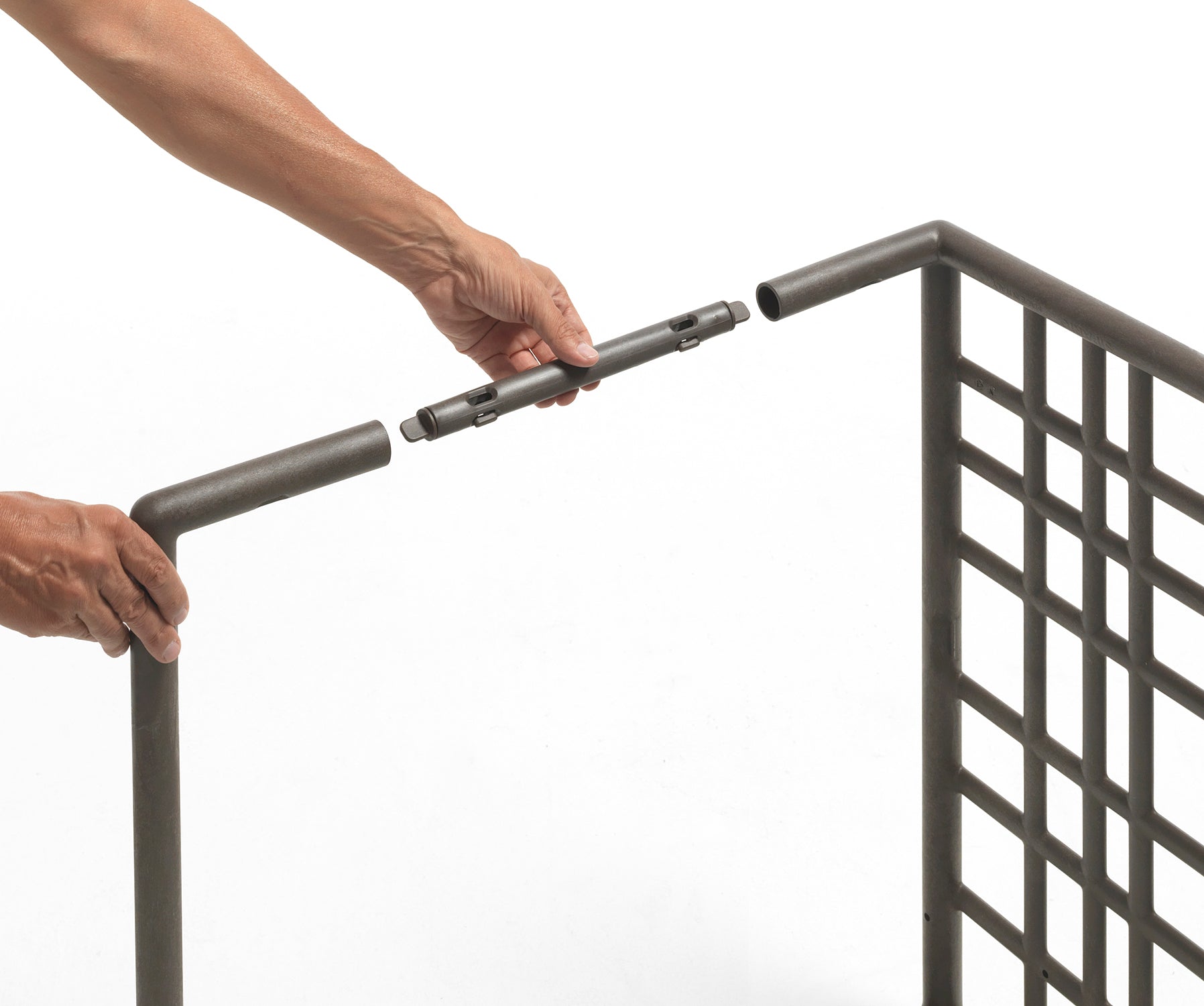 Modular outdoor system with SIPARIO planter in graphite