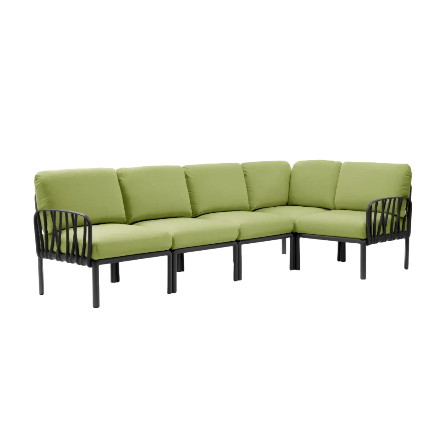 Modular Outdoor Corner Sofa KOMODO 5 Green Sunbrella® with Anthracite Base