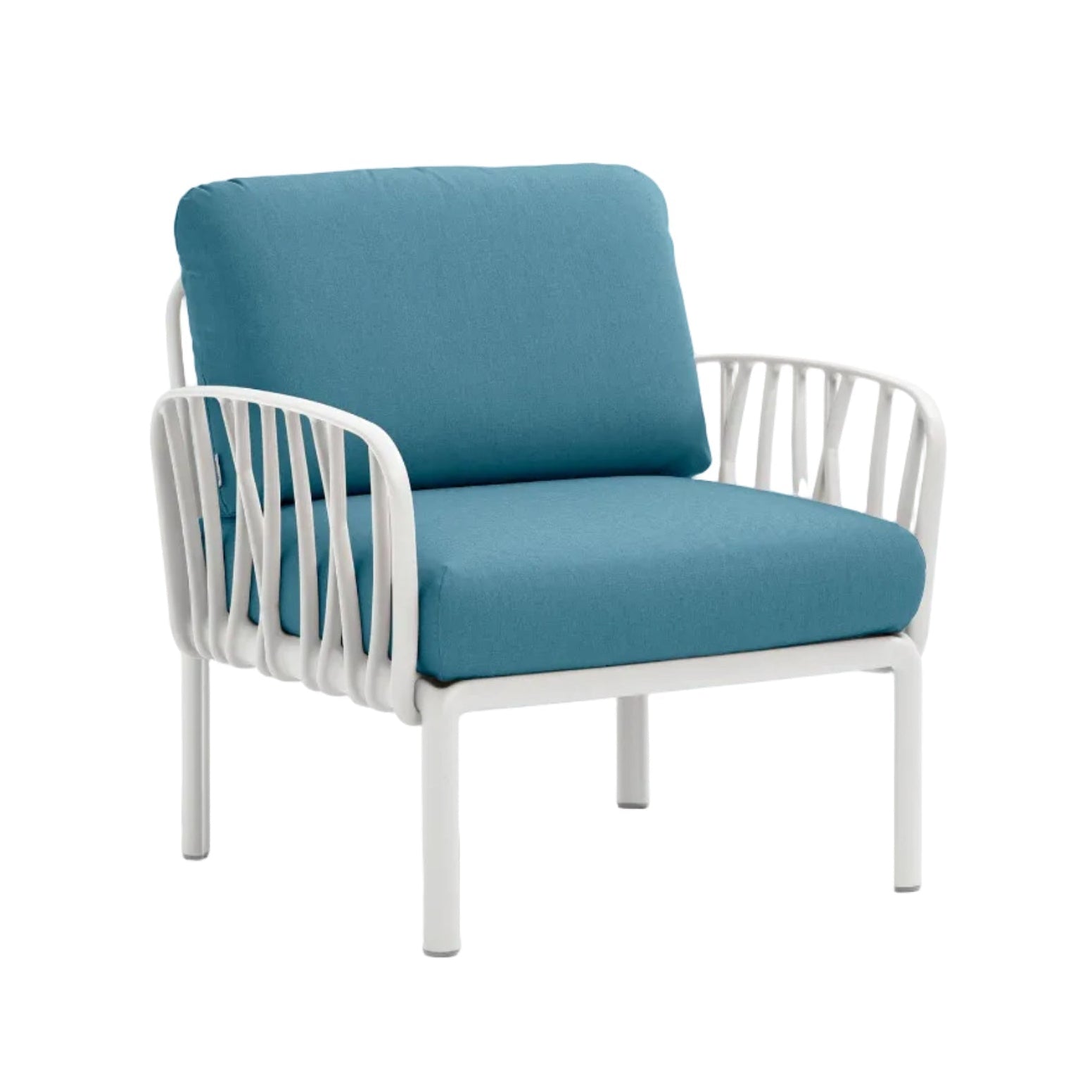 KOMODO Blue Outdoor Armchair with White Base in Sunbrella®