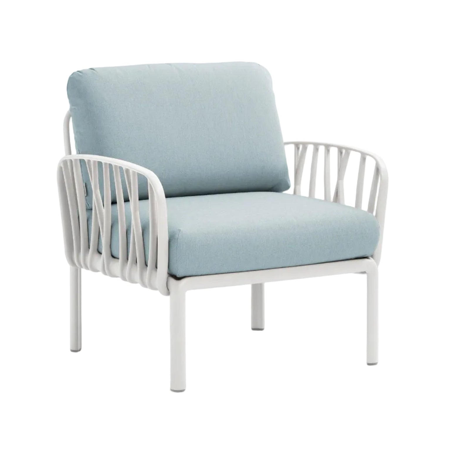 KOMODO Outdoor Armchair in Sky Blue Sunbrella® with White Base