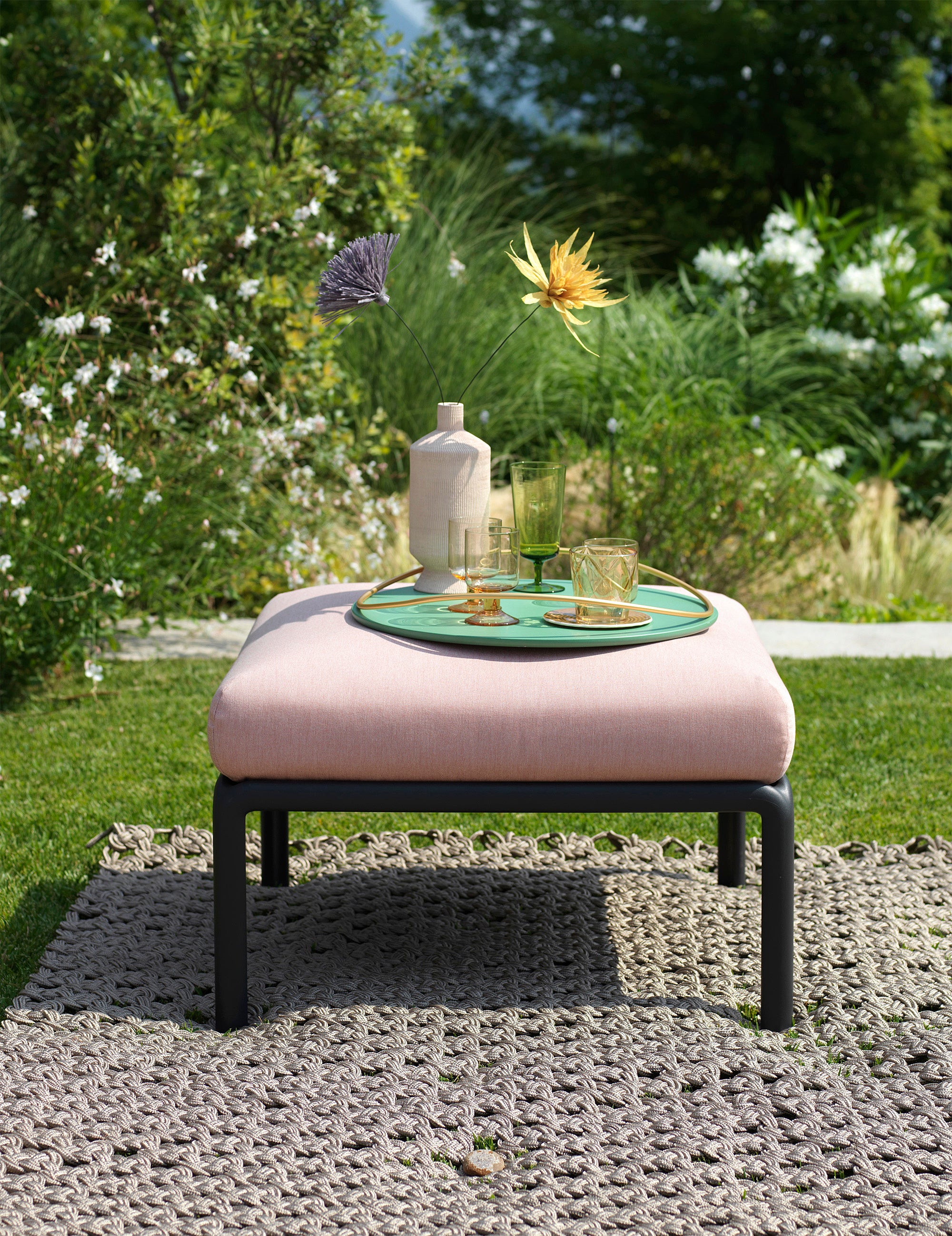 Outdoor Pouf KOMODO Pink with White Base