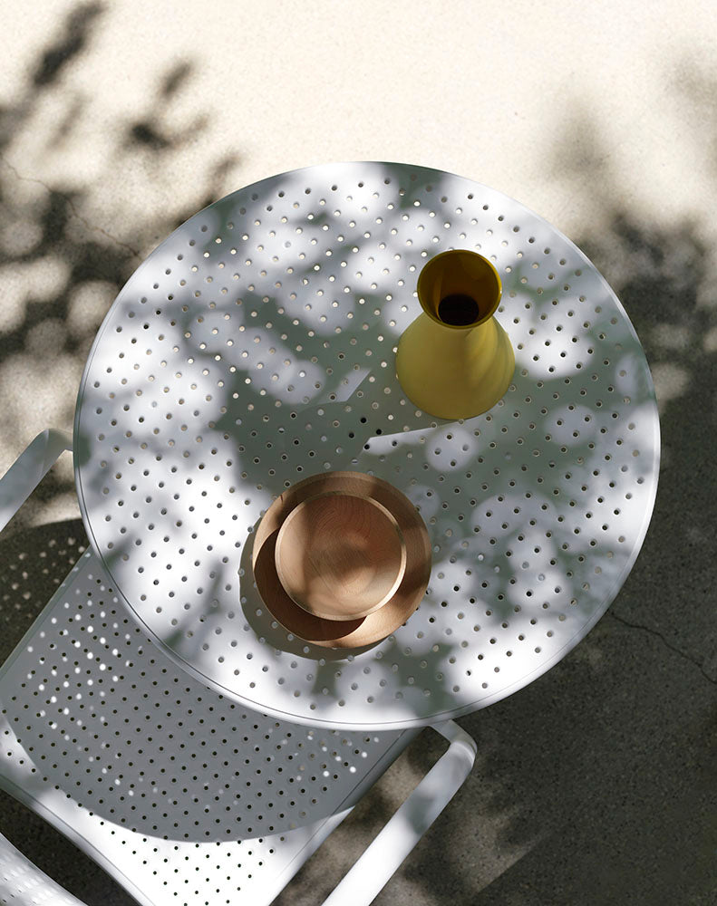 Round outdoor table with height adjustment STEP taupe