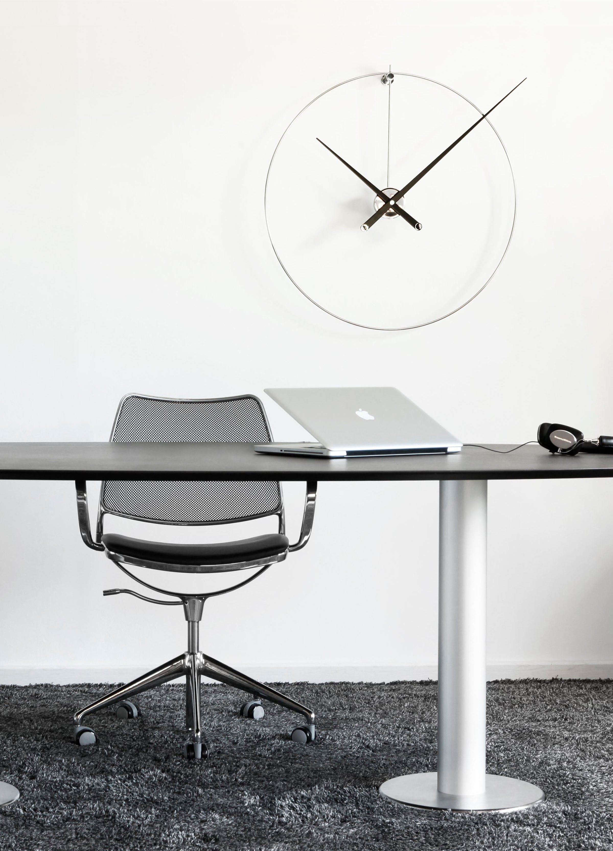 NEW ANDA wall clock in black walnut wood with chrome