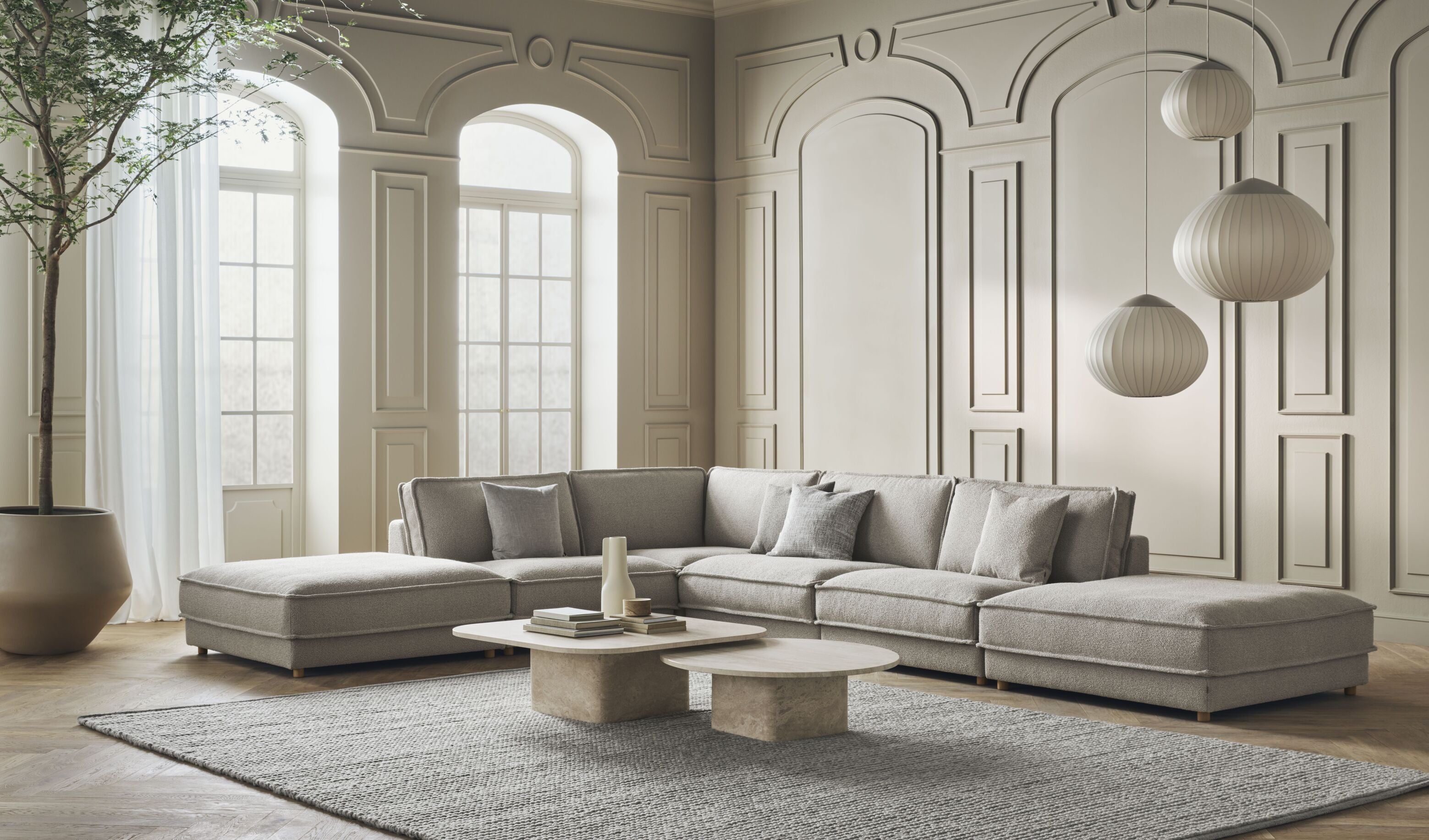 Kulatý konferenčný stolík EIDA pieskový travertín