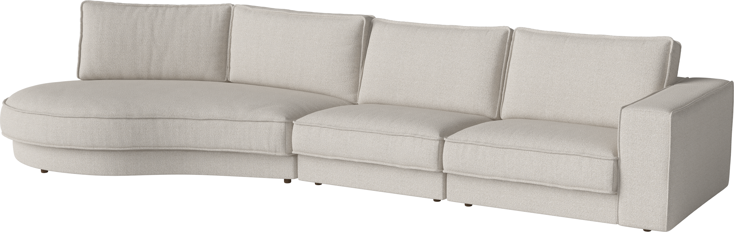 Trojmódna pohovka NOORA s zaoblenou ľavou stranou a tmavým podstavcom