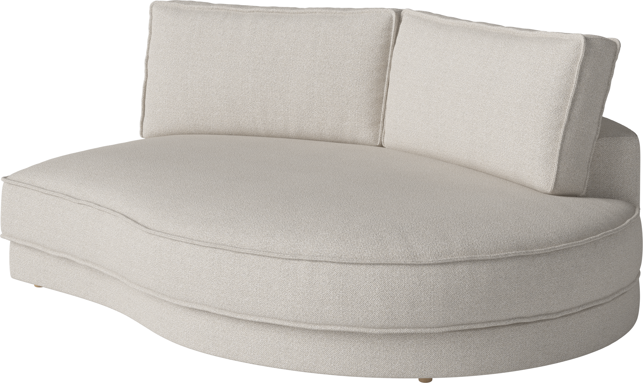 NOORA modular sofa - a rounded right module with a whitened base