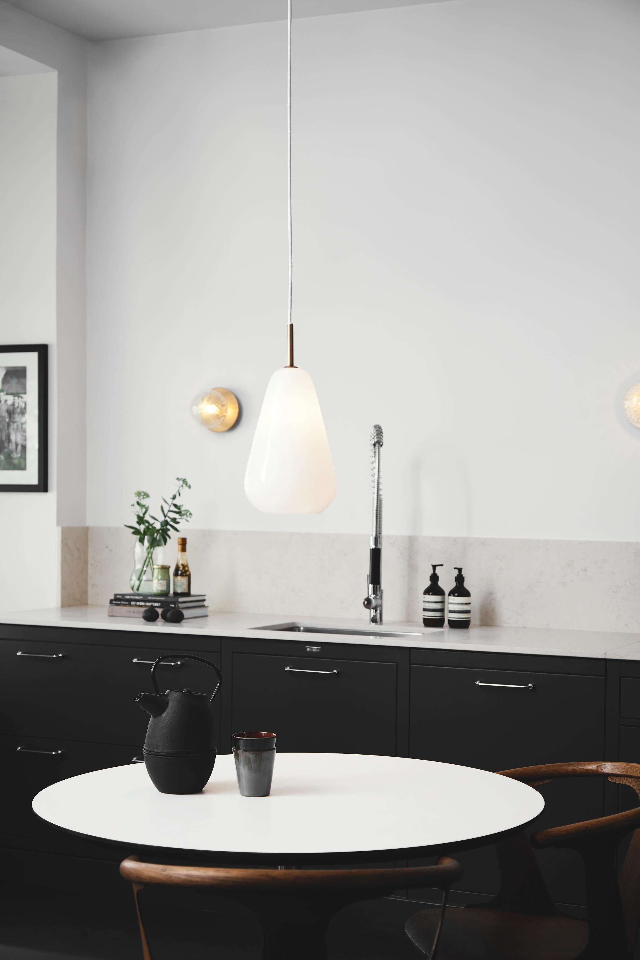 ANOLI Pendant Lamp in Gold with Opal Glass