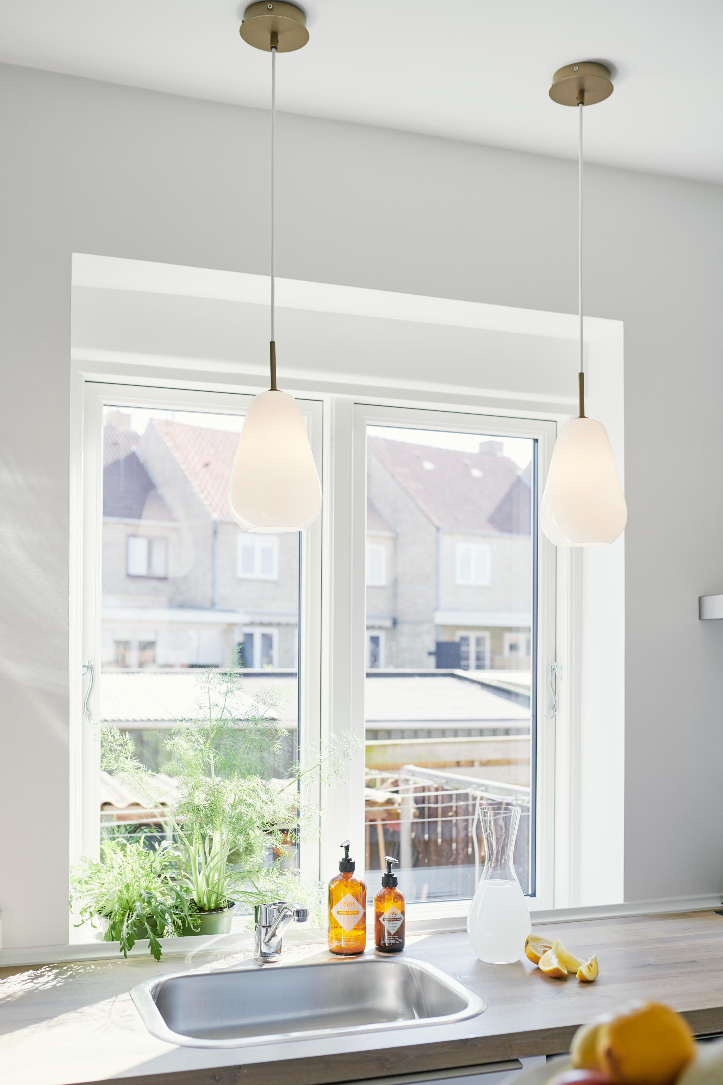 ANOLI Pendant Lamp in Gold with Opal Glass