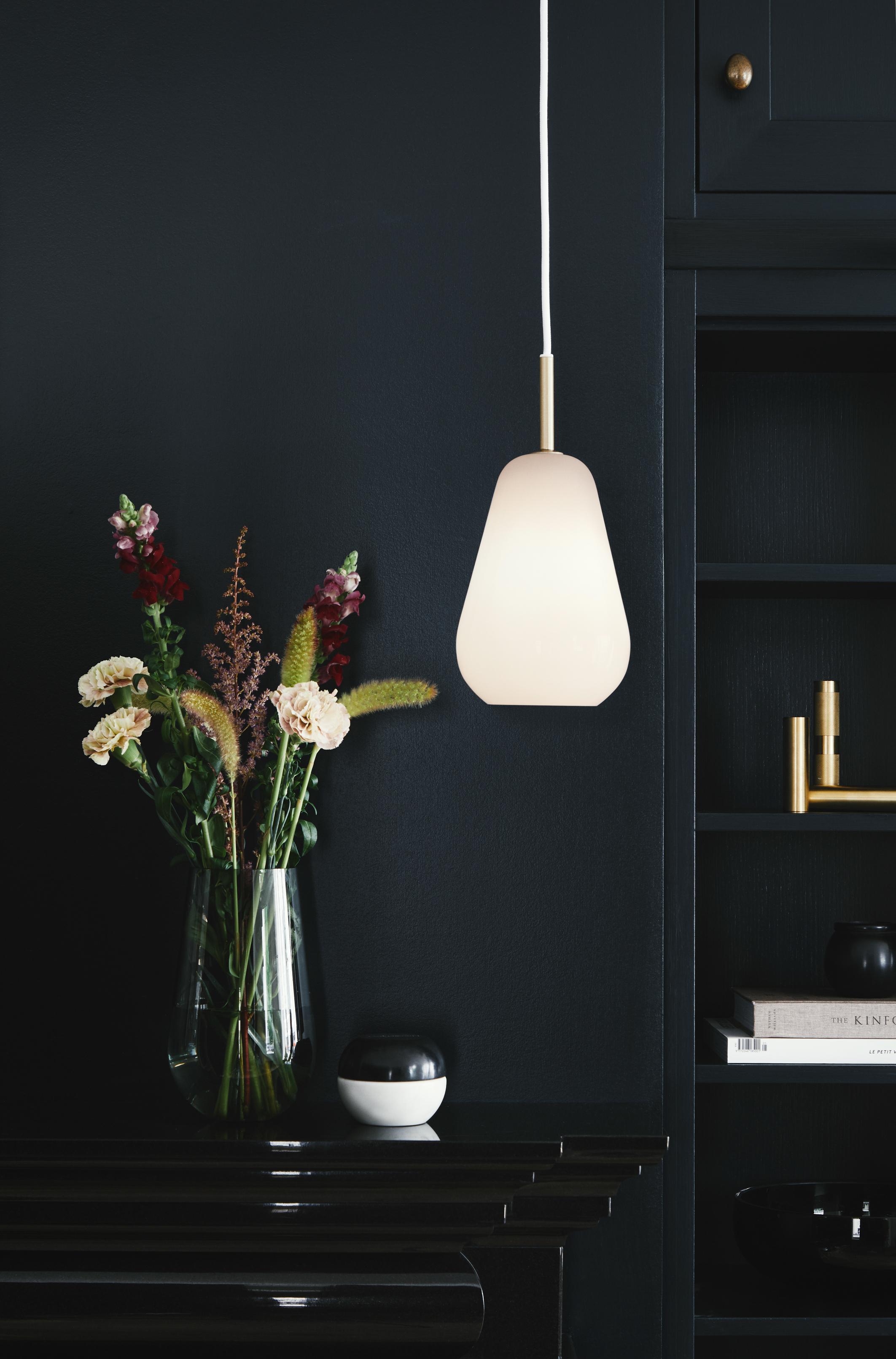ANOLI Pendant Lamp in Gold with Opal Glass