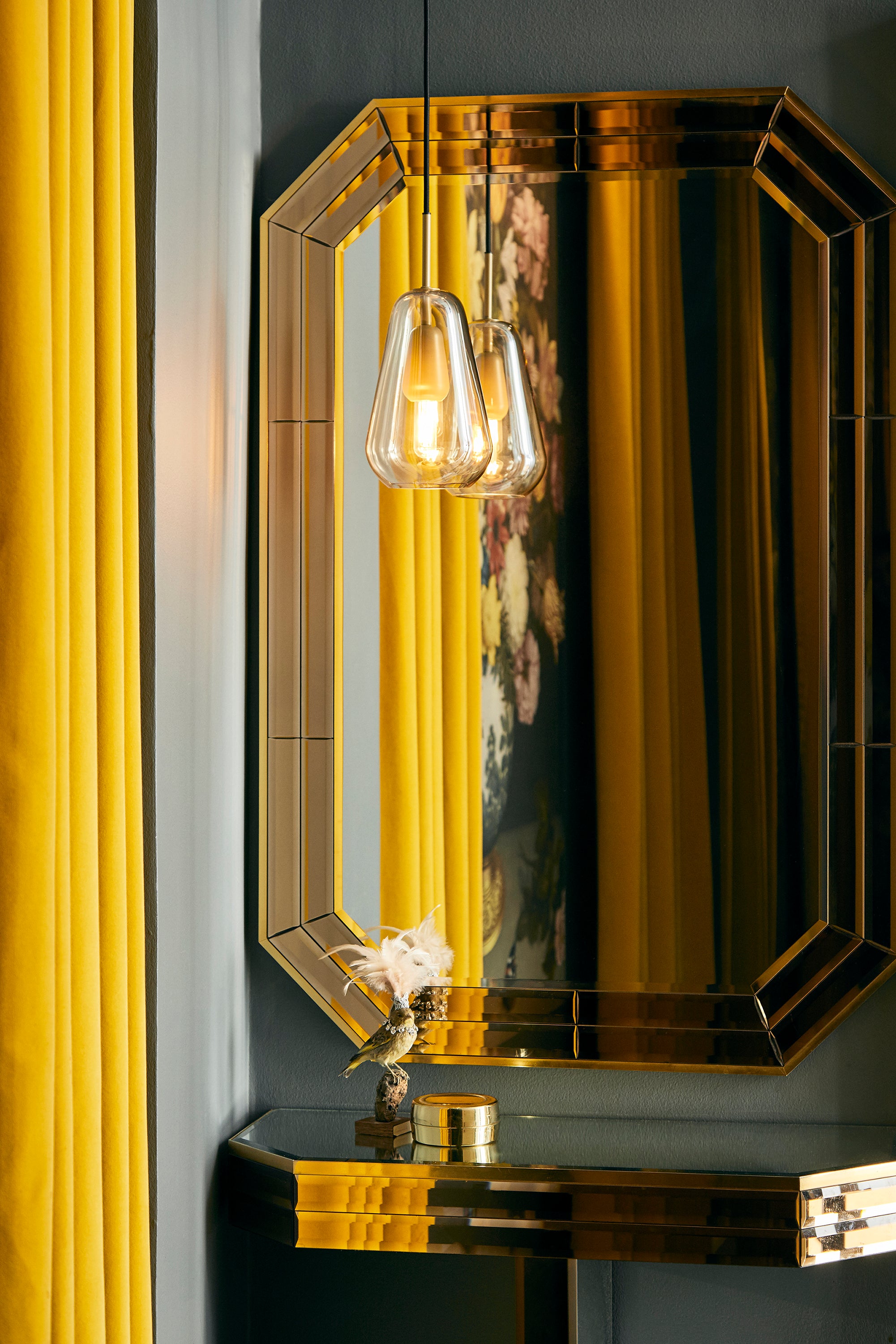 ANOLI Pendant Lamp in Gold with Gold Glass