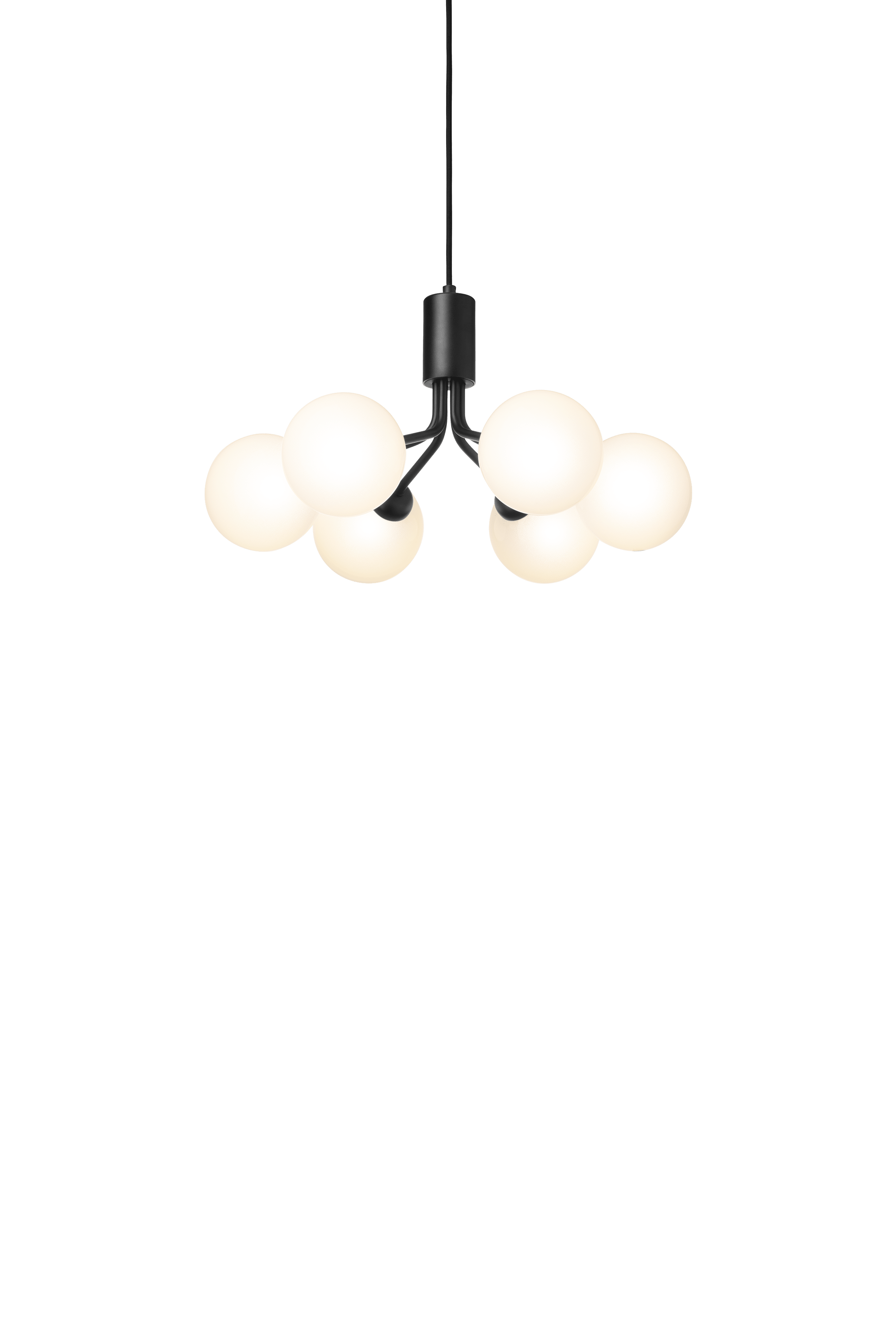 Závesná lampa APIALES 6 čierna s opálovým sklom