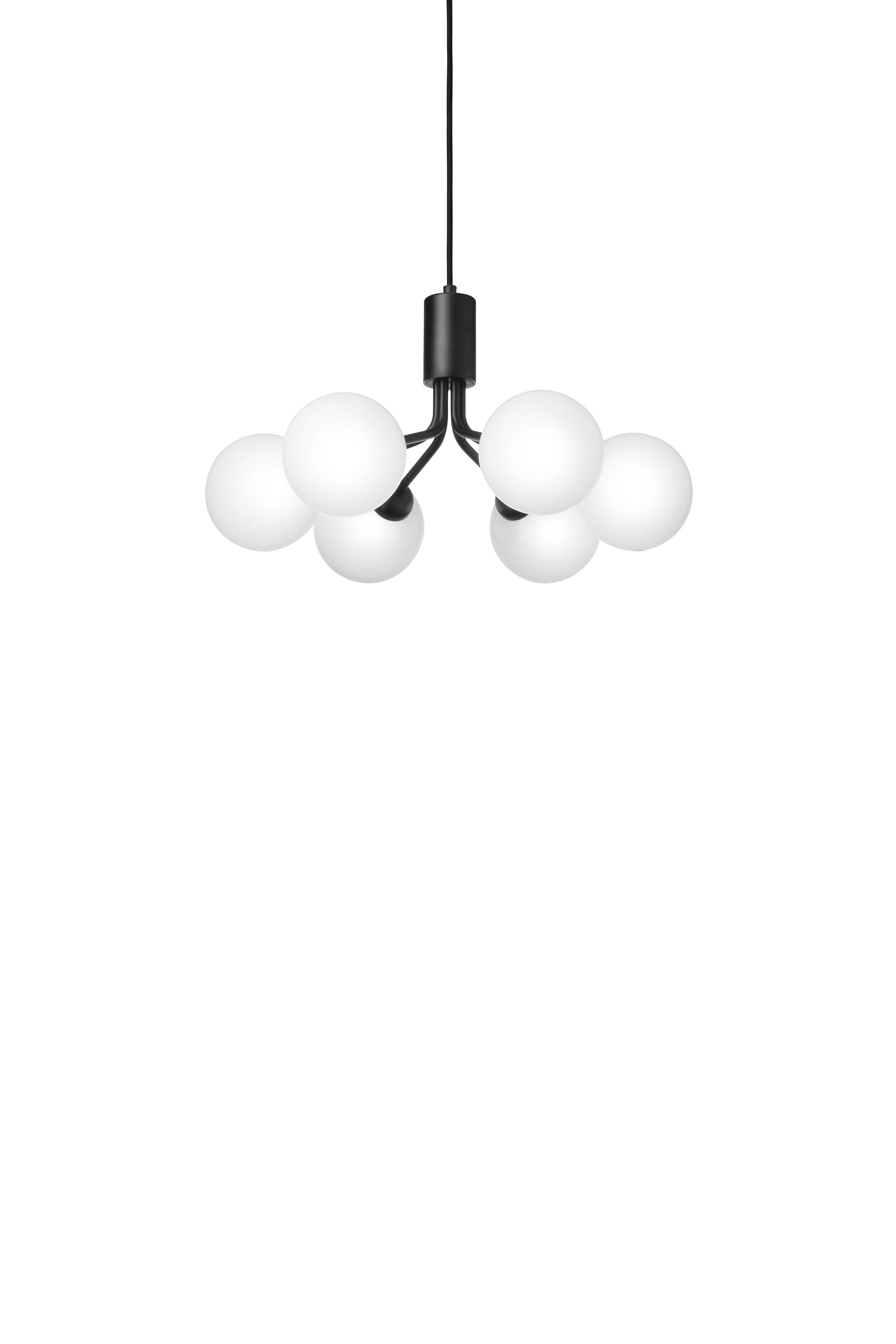 Závesná lampa APIALES 6 čierna s opálovým sklom