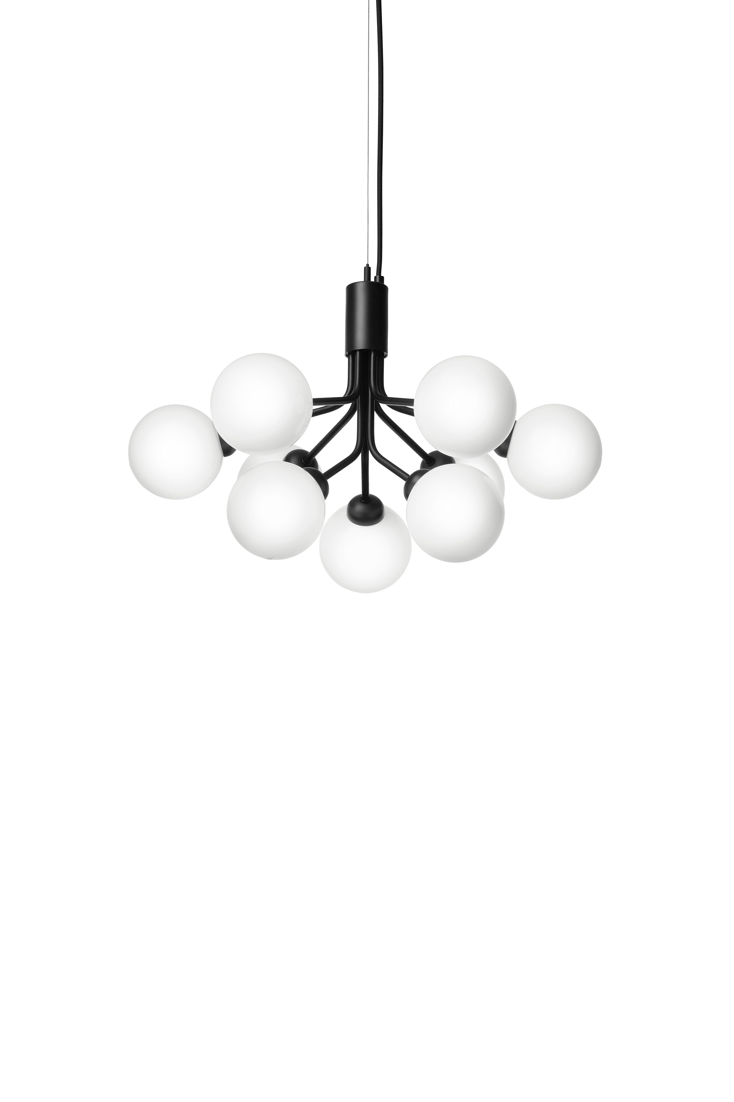Závesná lampa APIALES 9 čierna s opálovým sklom