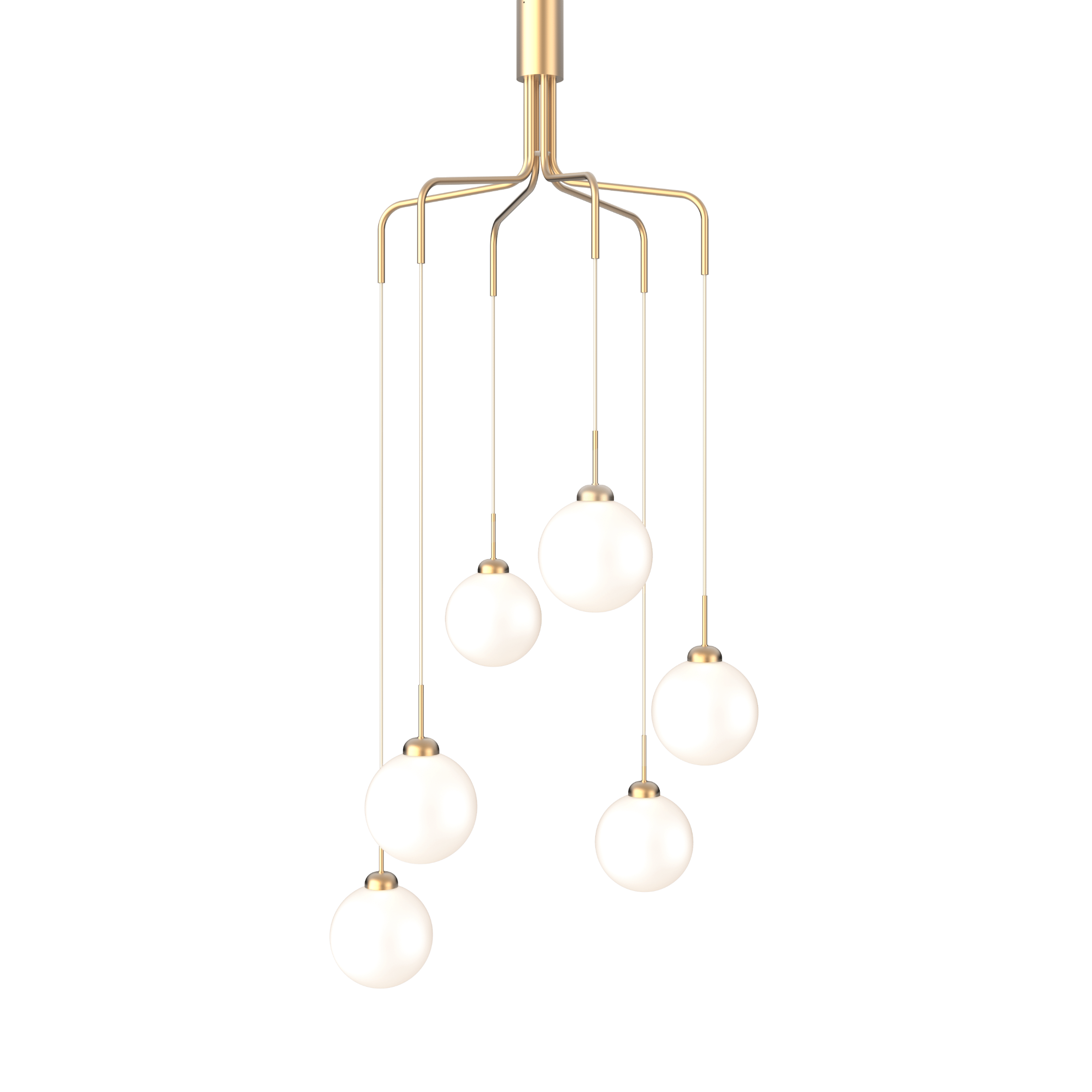 APIALES CLUSTER 6 Pendant Lamp in Brass with Opal Glass [Antonina] [Amelia spr]