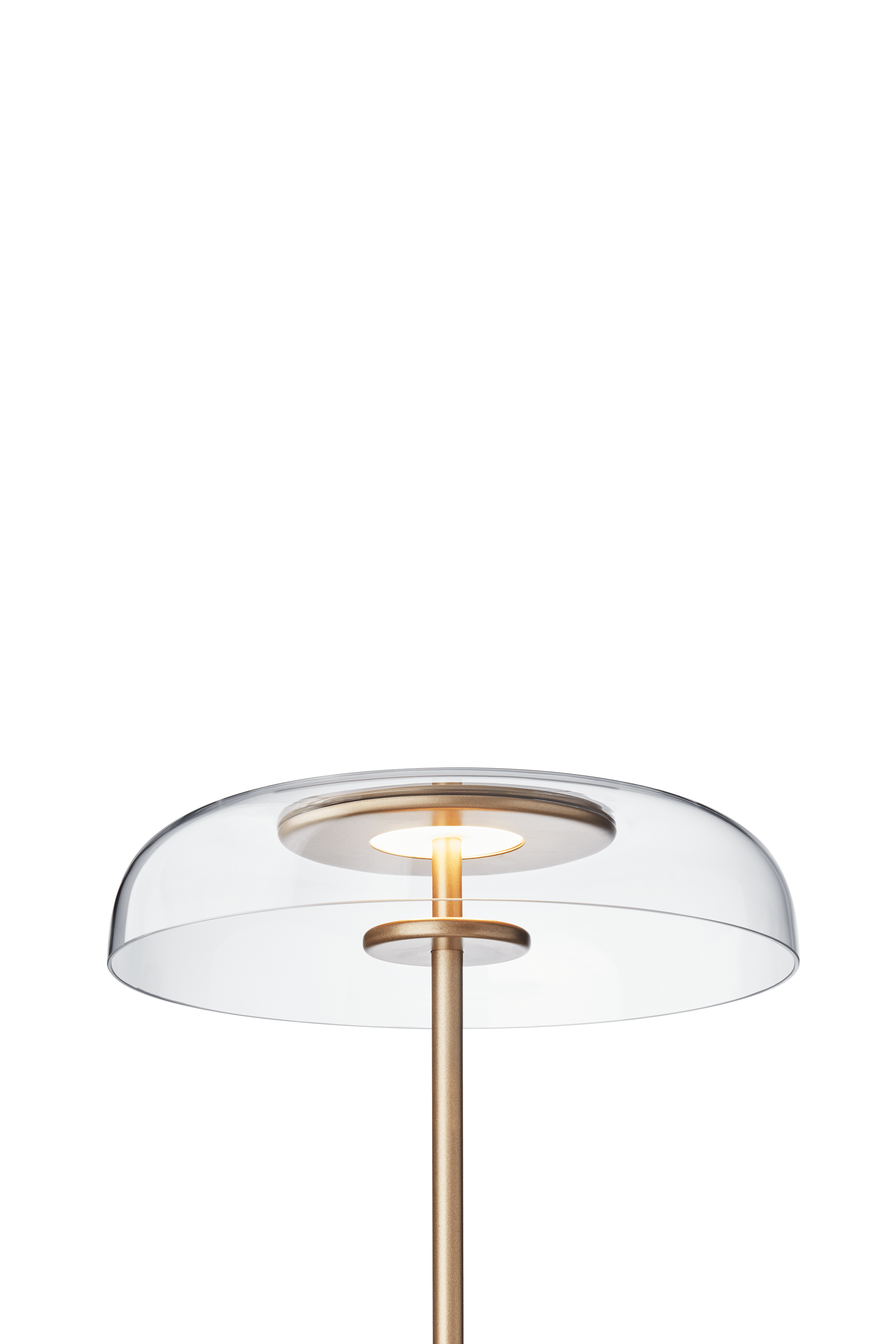 Stojaca lampa BLOSSI zlatá s priehľadným sklom