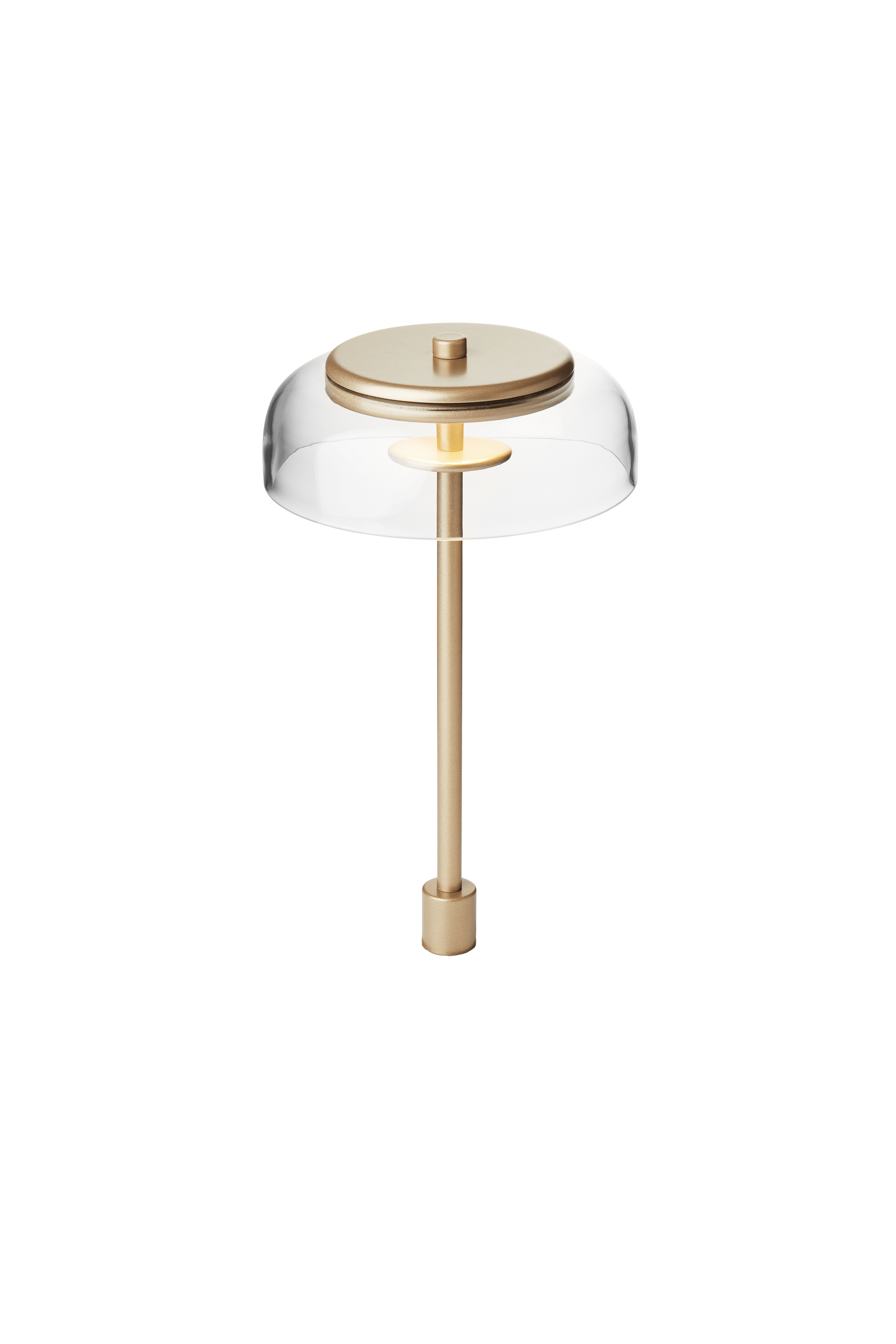 Stolná lampa BLOSSI zlatá s priehľadným sklom