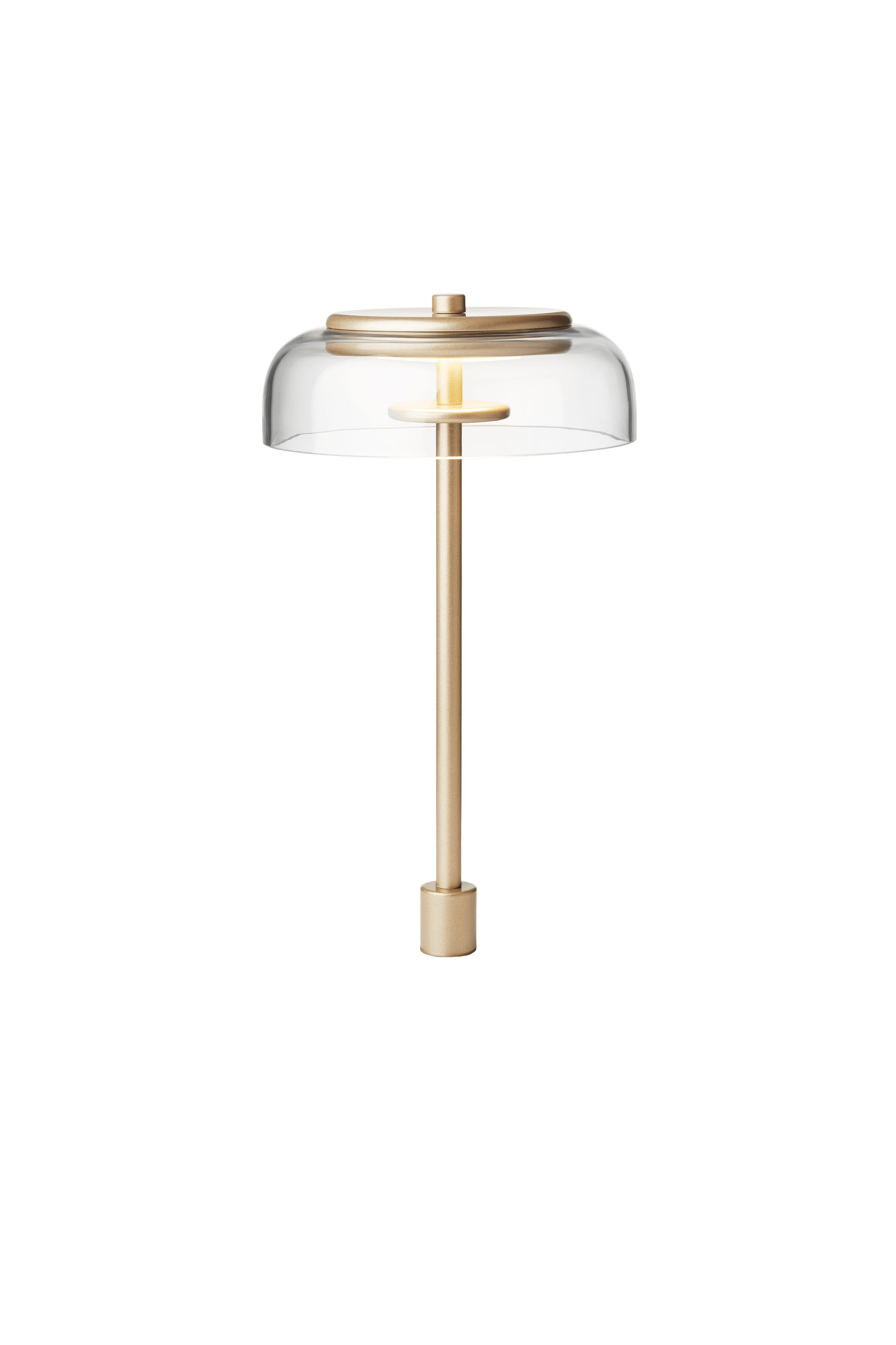 Stolná lampa BLOSSI zlatá s priehľadným sklom