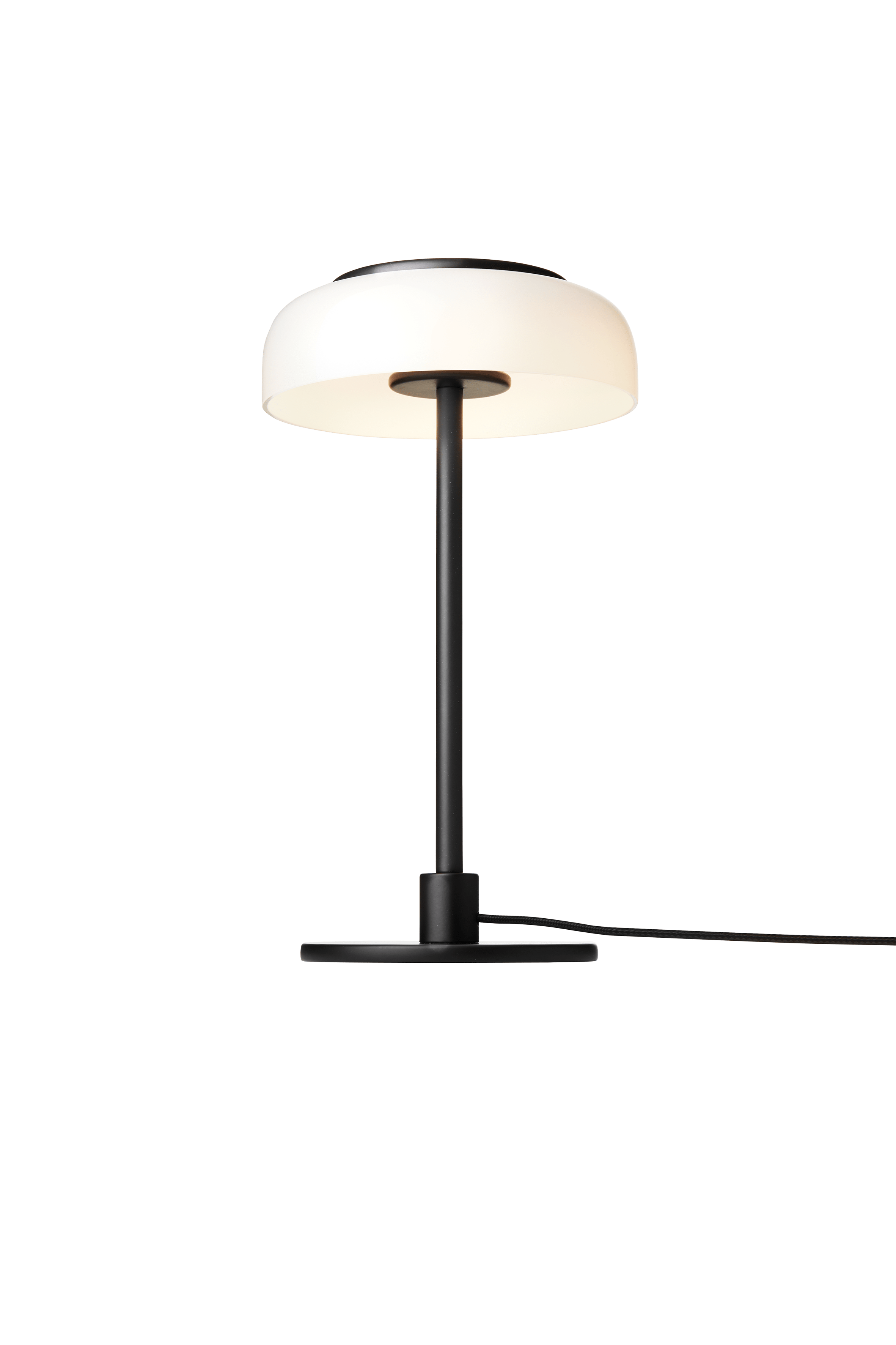 Stolná lampa BLOSSI čierna s opálovým sklom
