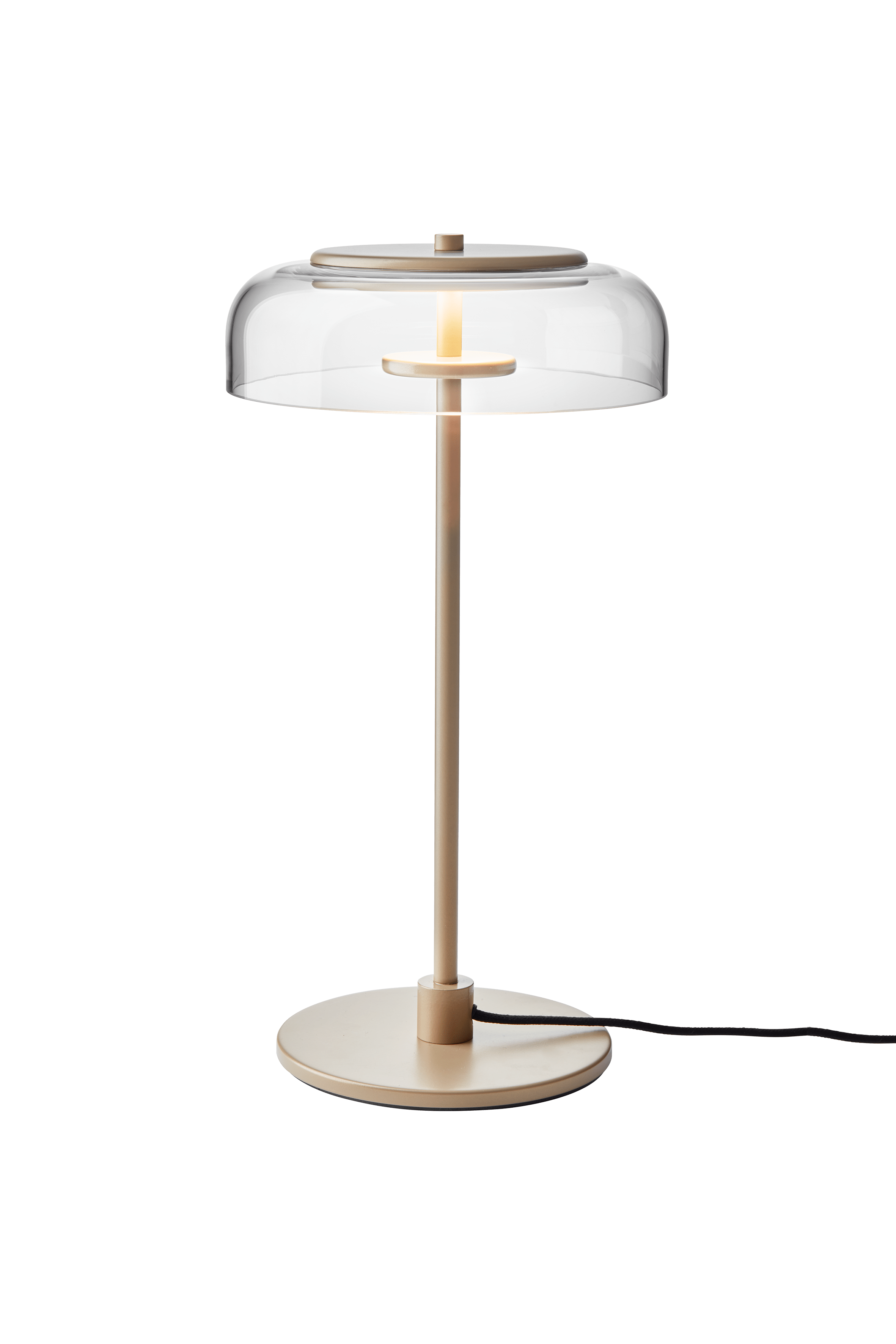 Stolná lampa BLOSSI zlatá s priehľadným sklom