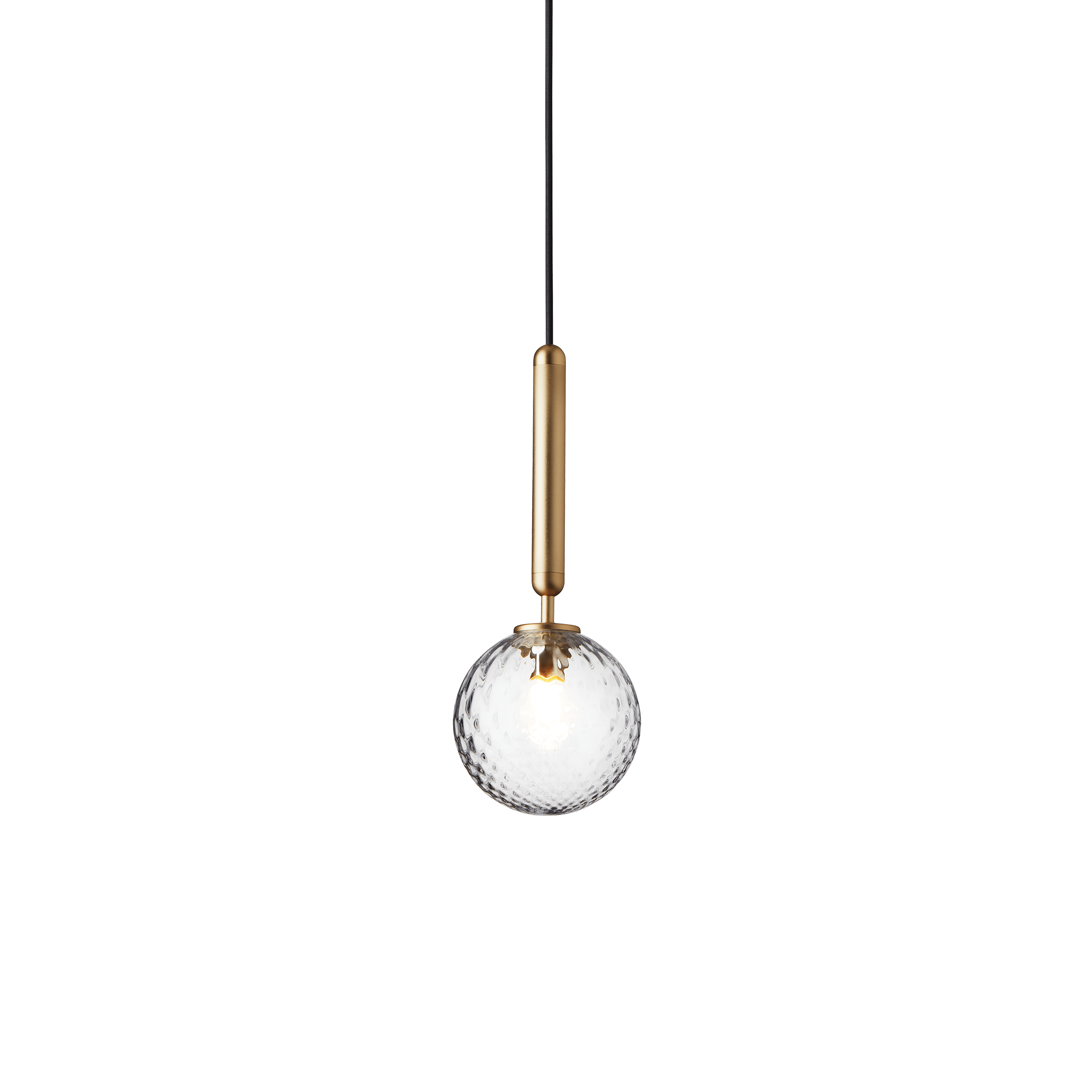 Závesná lampa MIIRA mosadzná s priehľadným sklom