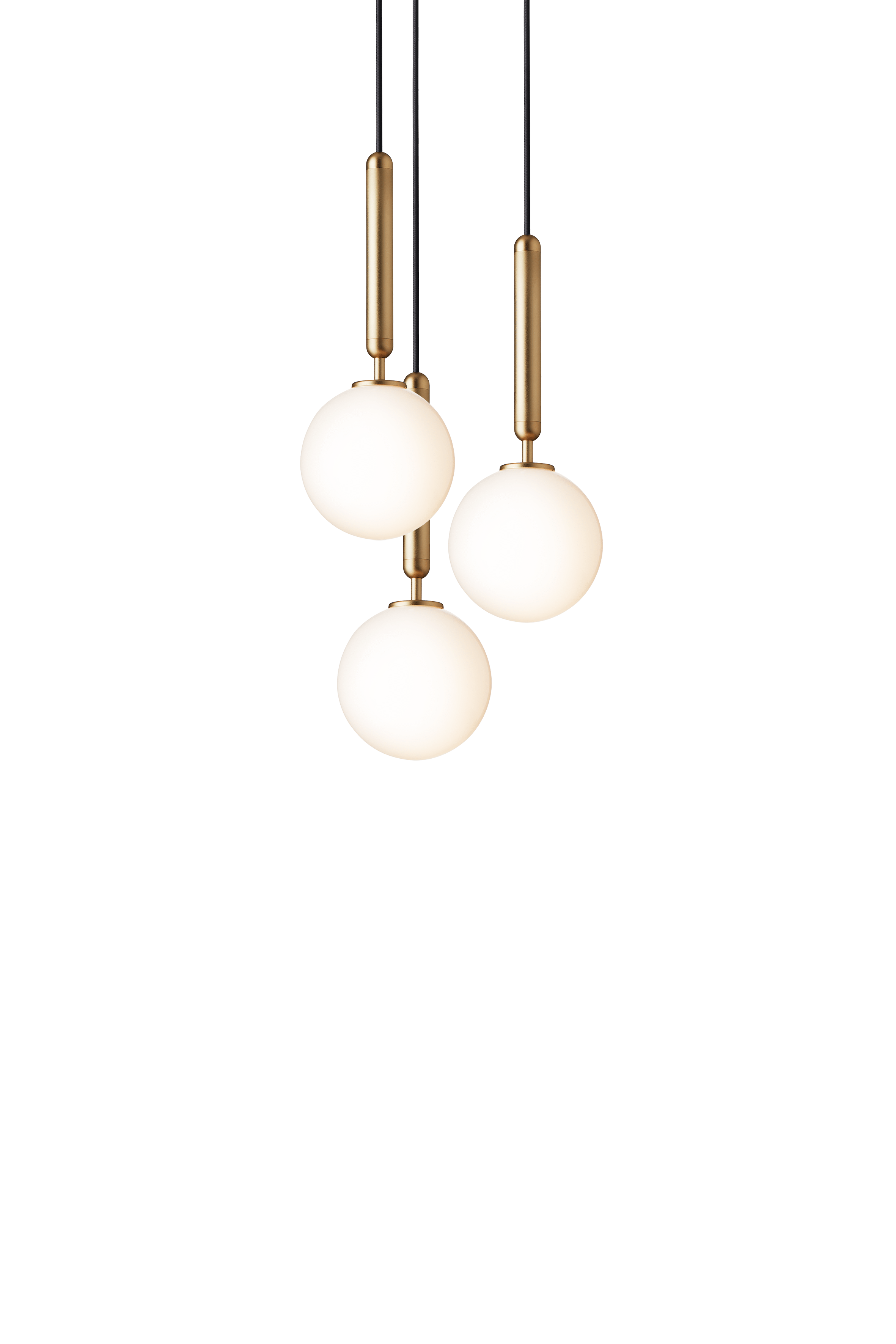 Závesná lampa MIIRA 3 mosadzná s opálovým sklom
