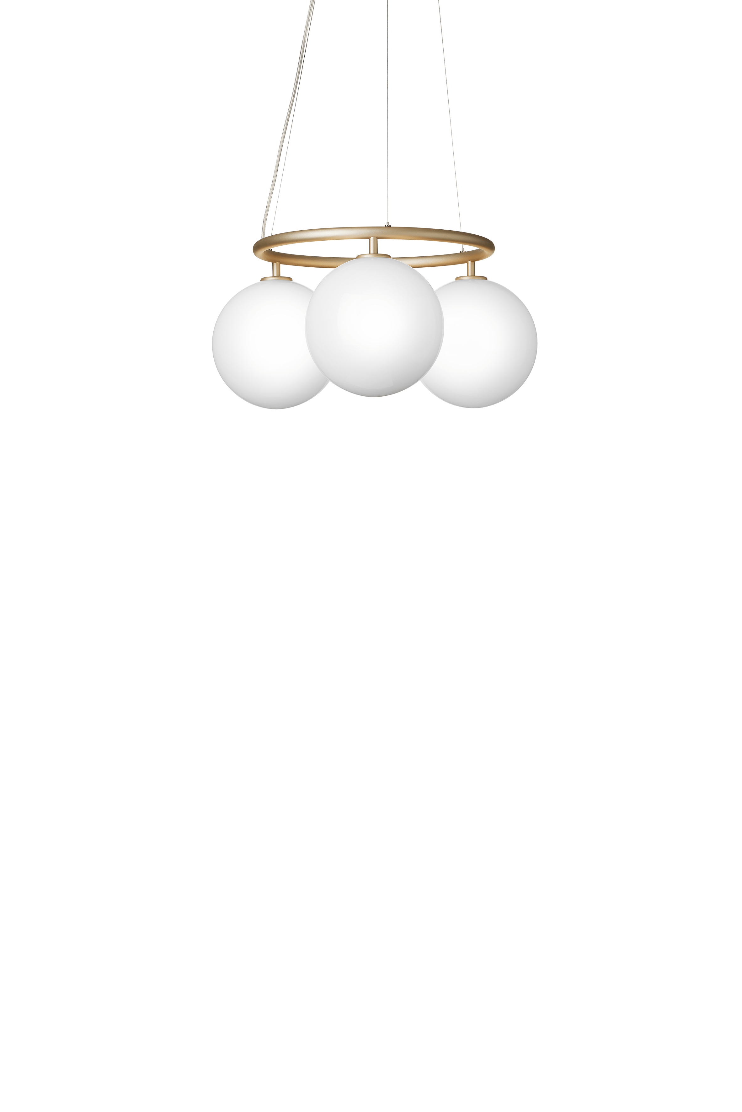 Závesná lampa MIIRA 3 CIRCULAR mosadzná s opálovým sklom